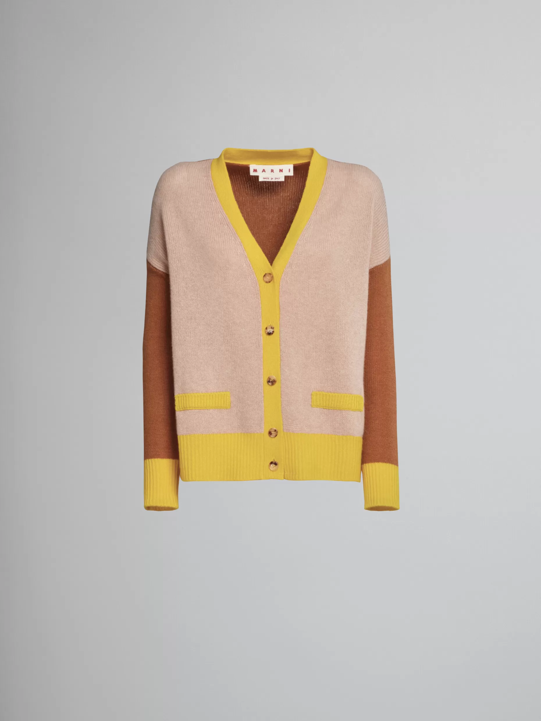 Women Marni Colour Block Beige Cashmere Cardigan