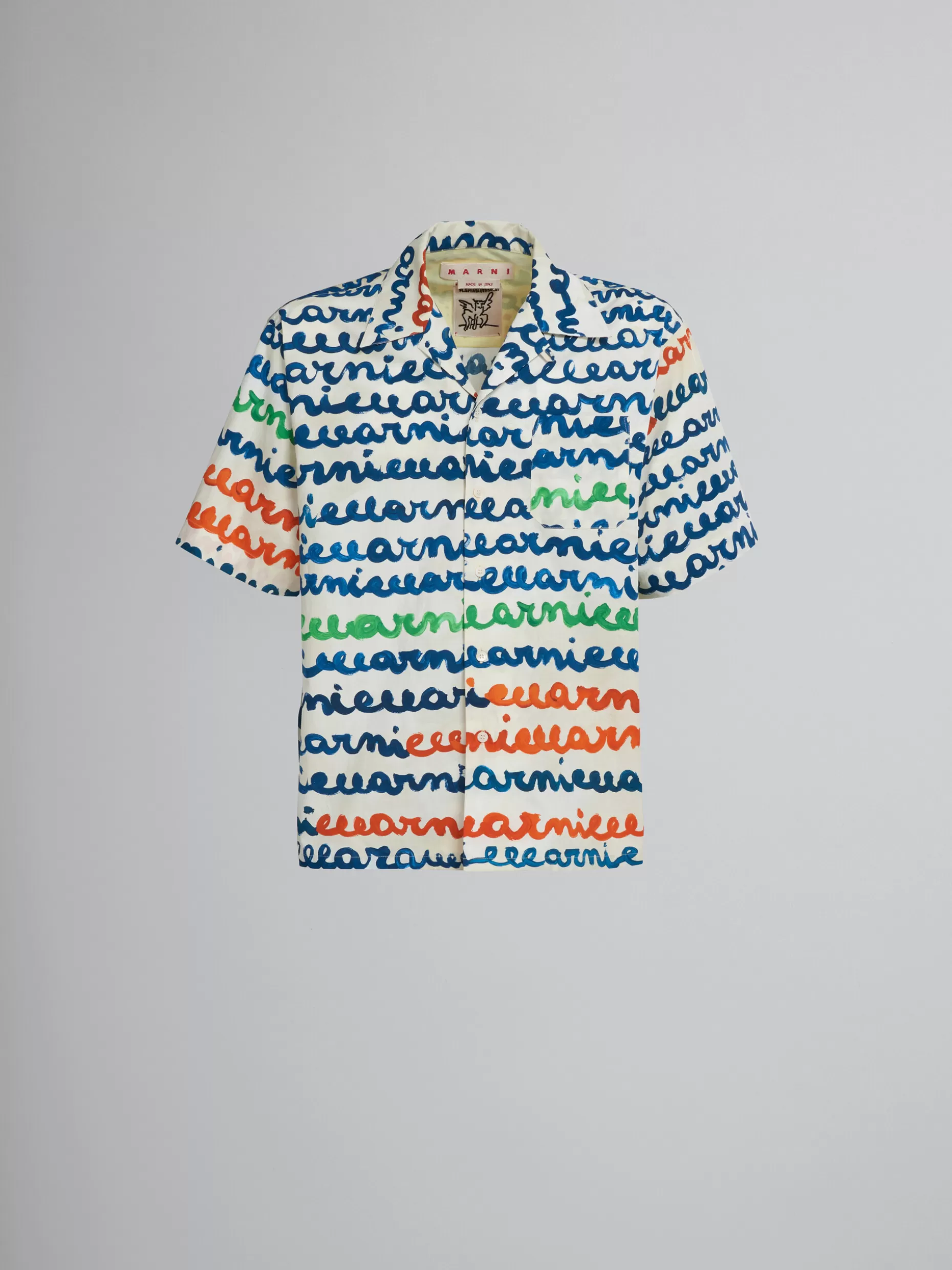 Men Marni Cotton Bowling Shirt With Mare Print