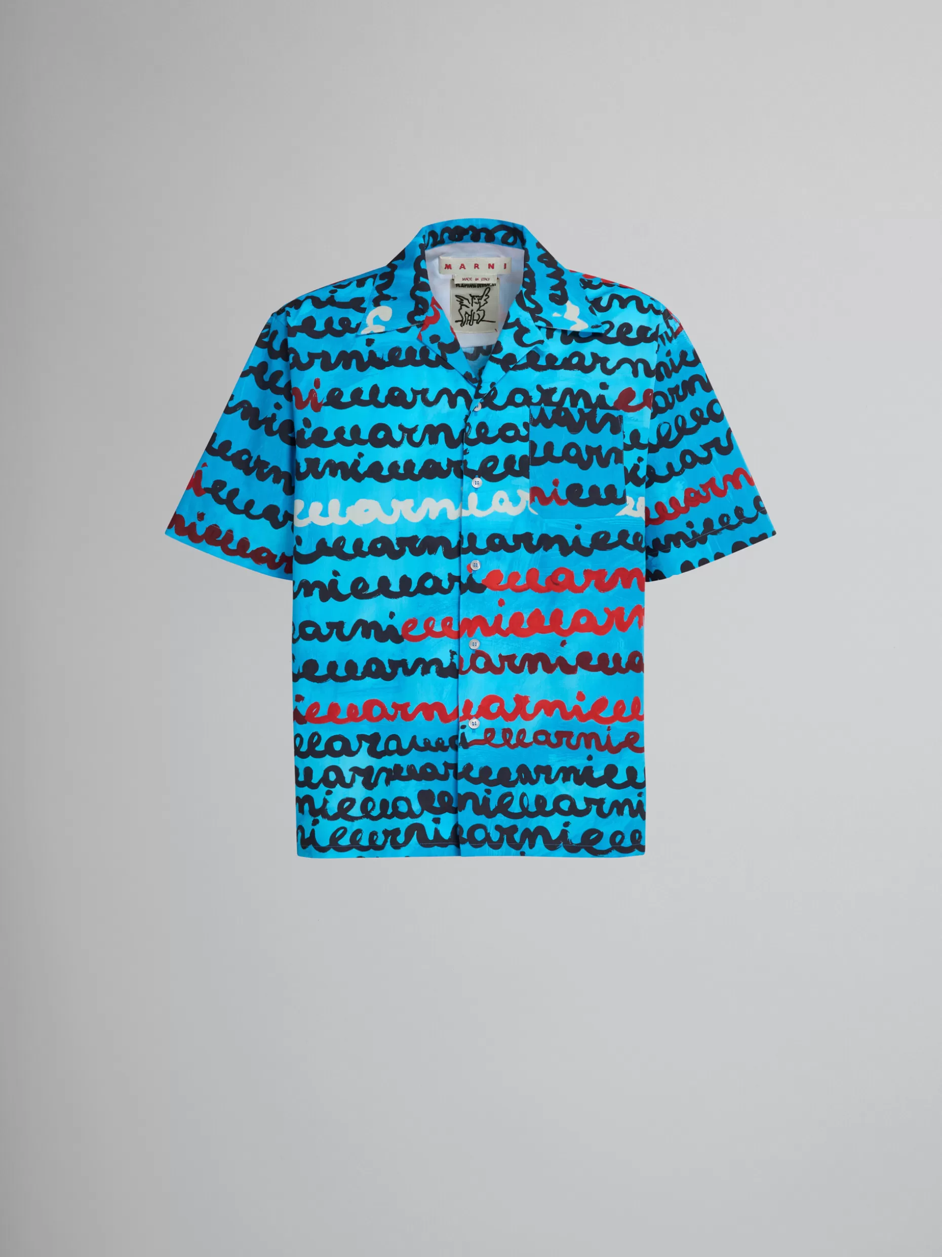 Men Marni Cotton Bowling Shirt With Mare Print