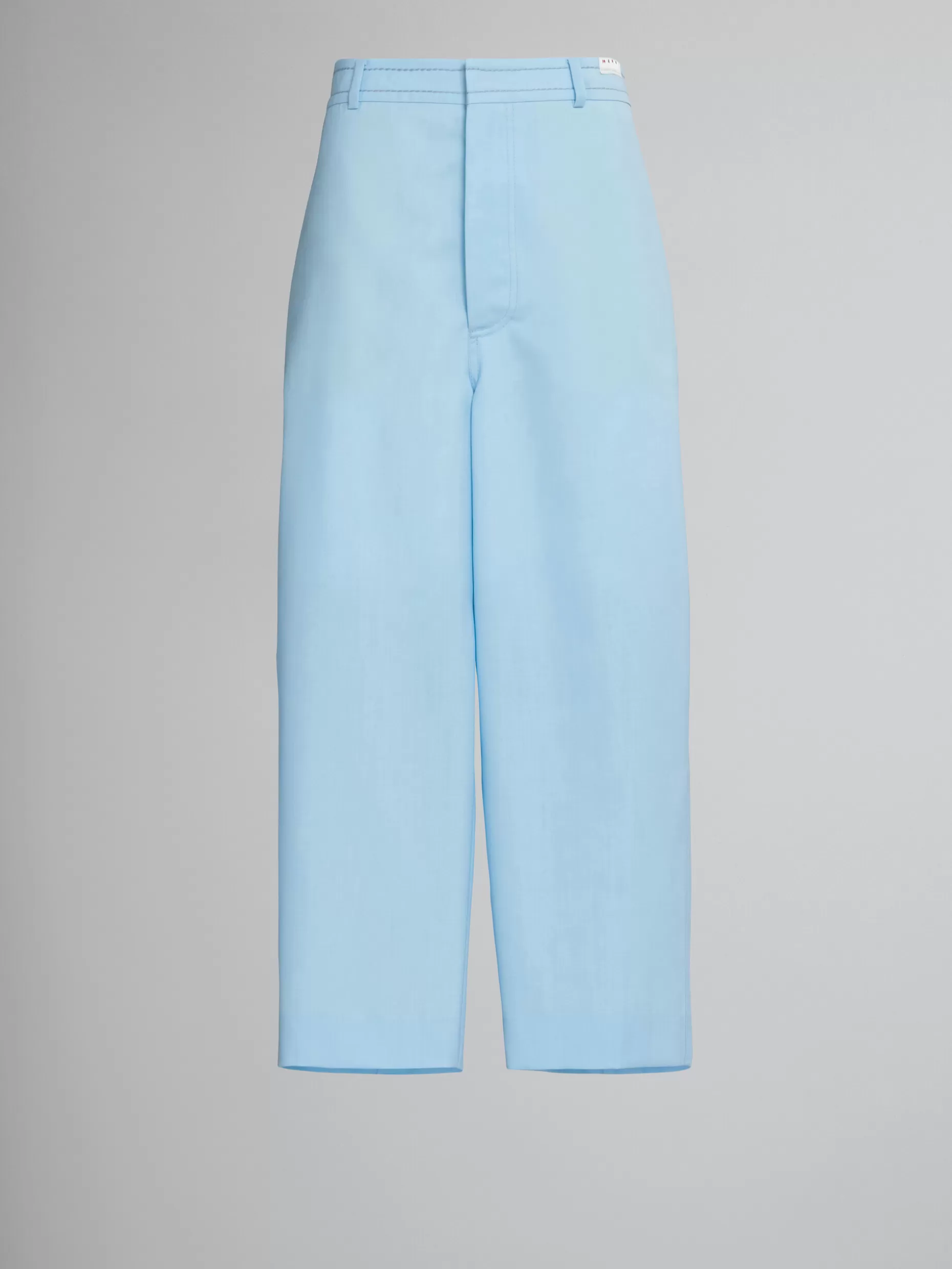 Women Marni Cropped Trousers In Light Blue Tropical Wool