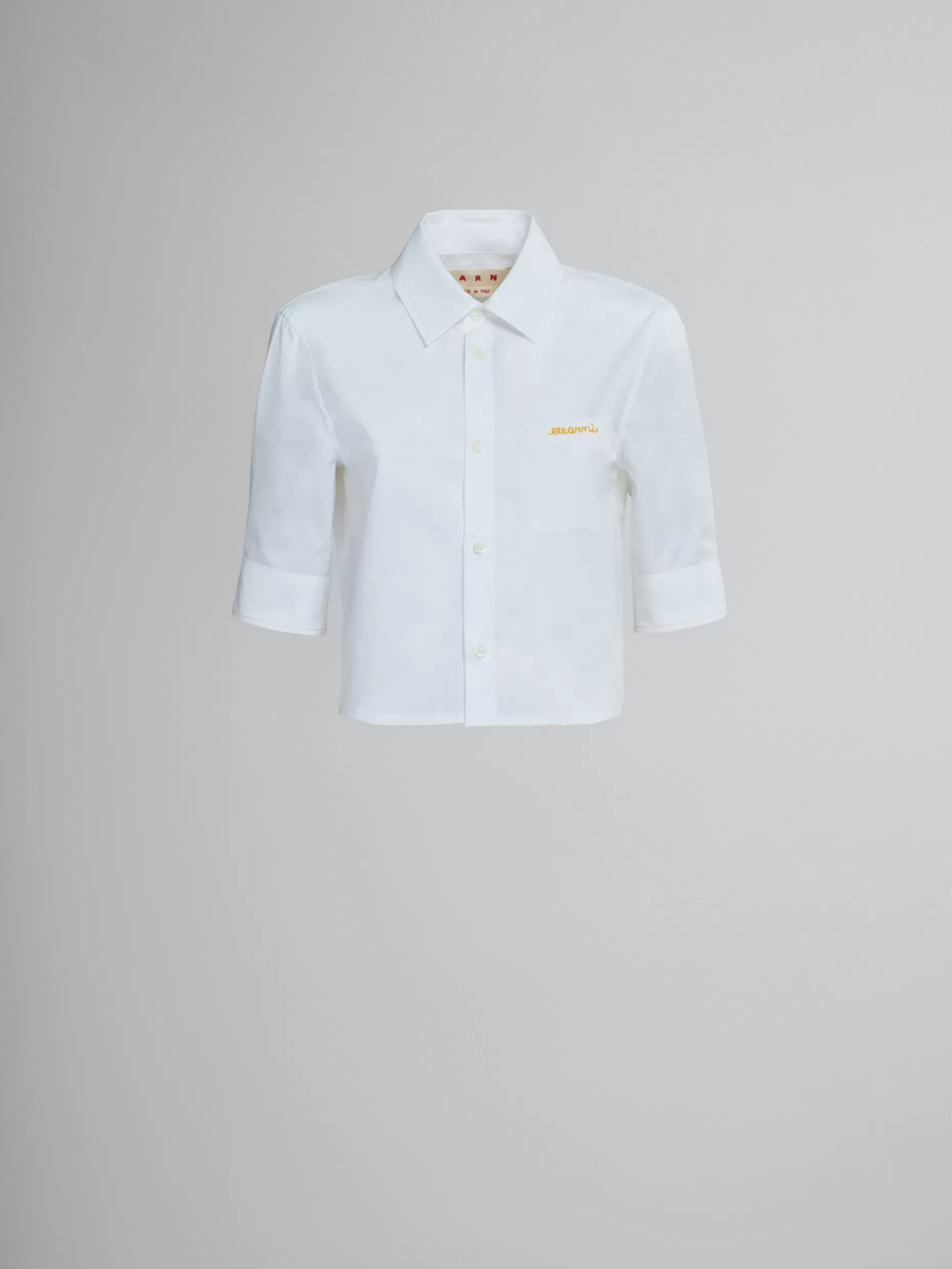 Women Marni Cropped White Poplin Shirt With Embroidered Logo