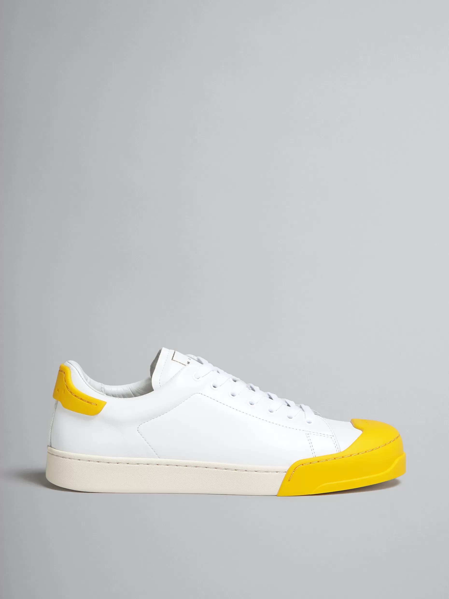 Men Marni Dada Bumper Sneaker In White And Yellow Leather