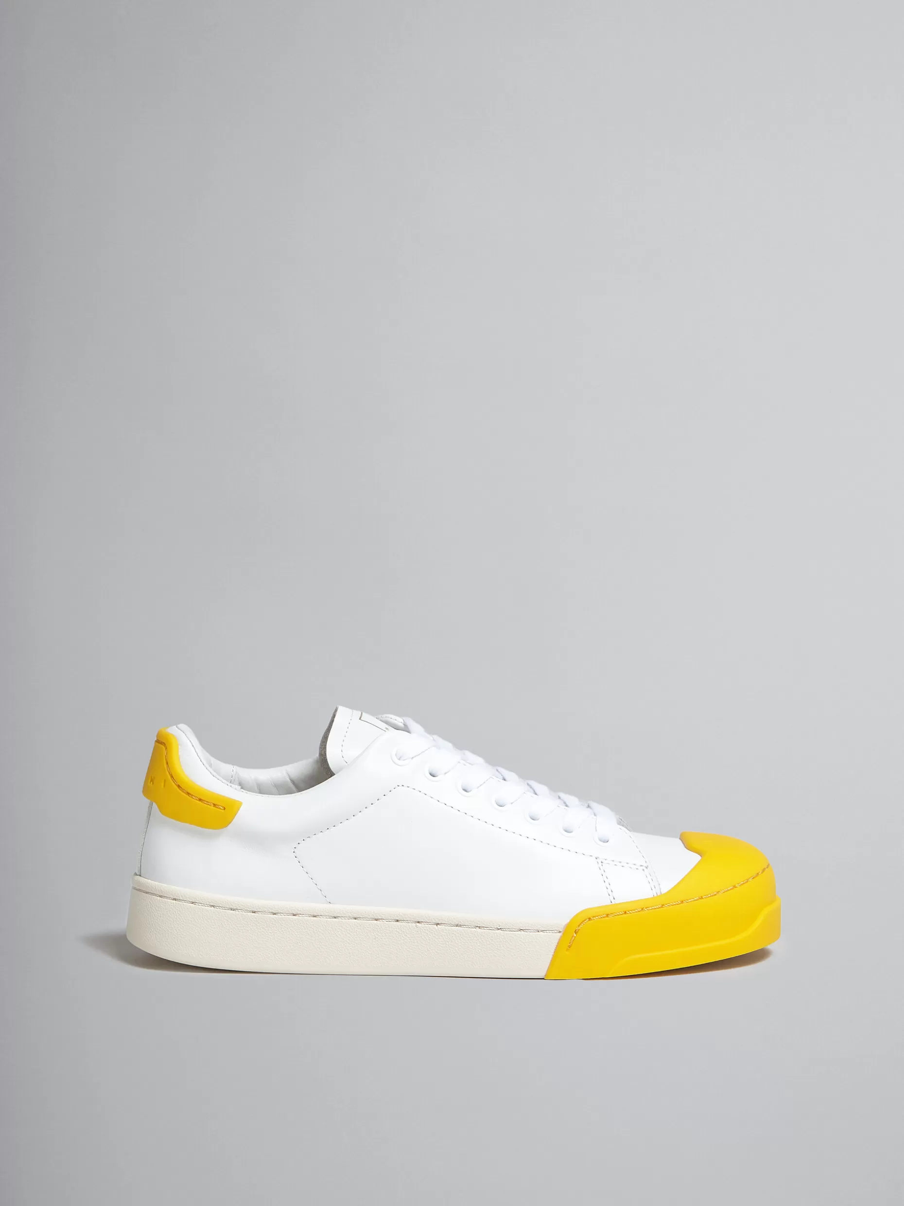 Women Marni Dada Bumper Sneaker In White And Yellow Leather