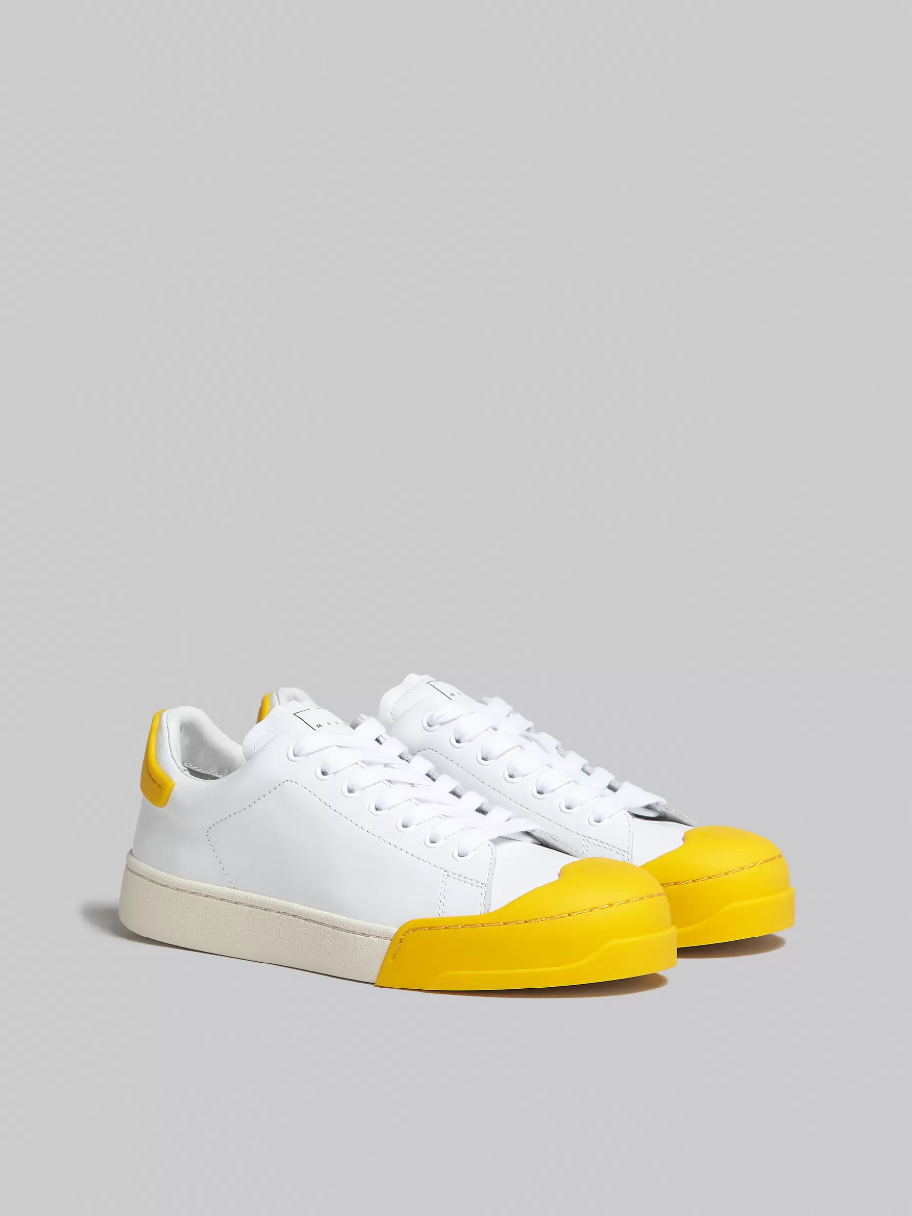 Women Marni Dada Bumper Sneaker In White And Yellow Leather