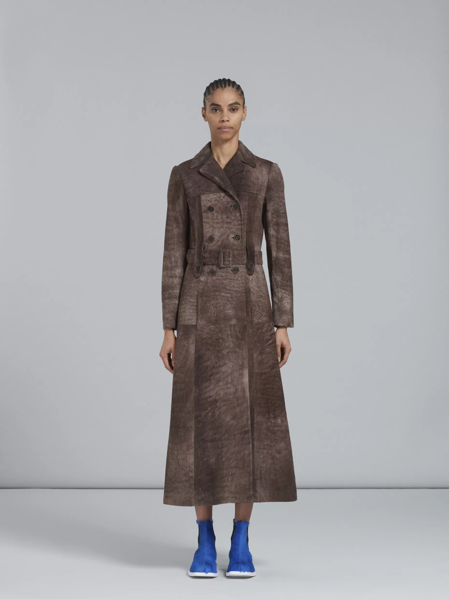 Women Marni Dark Brown Leather Coat