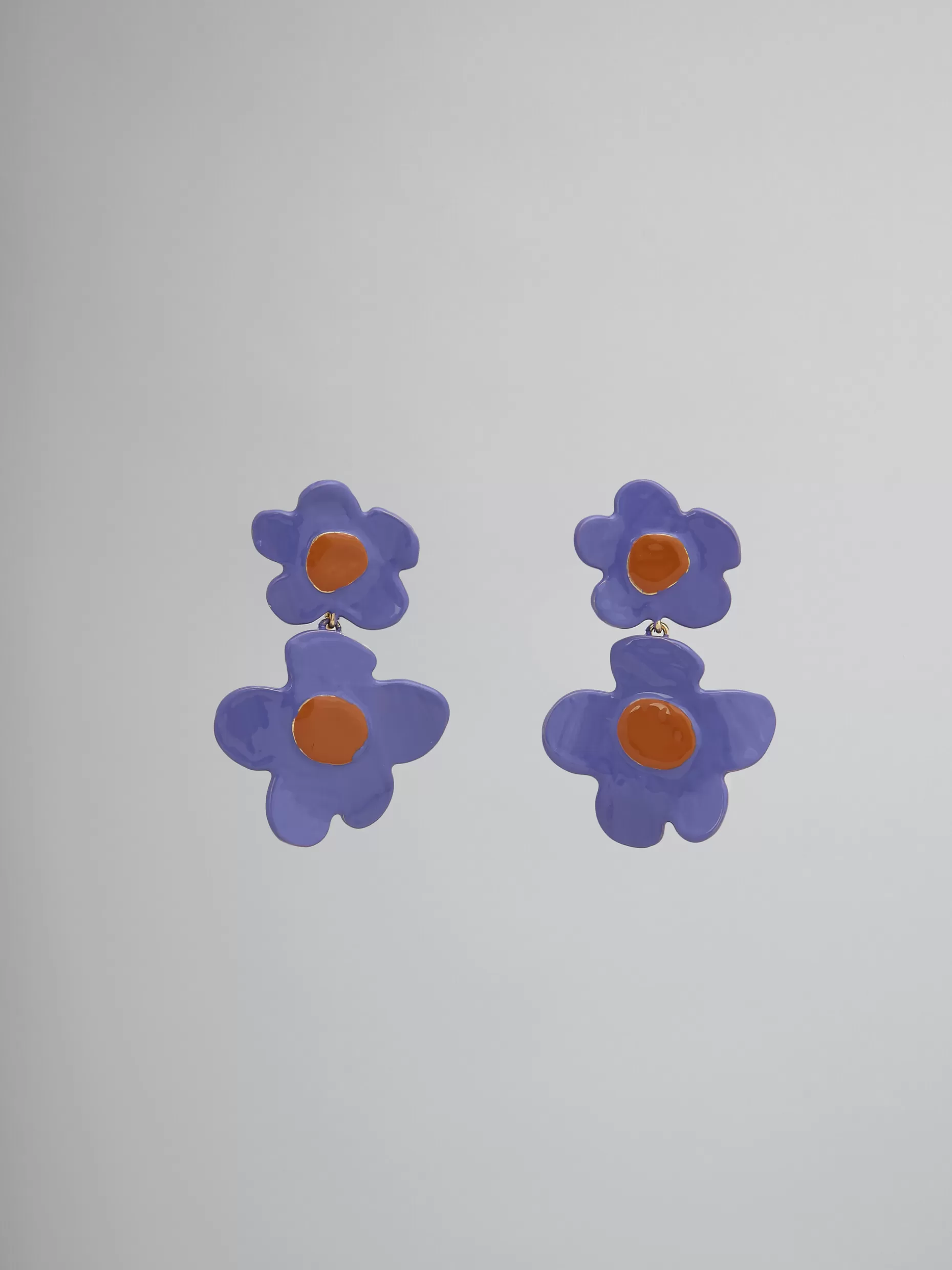 Women Marni Earrings With Two Purple Flowers