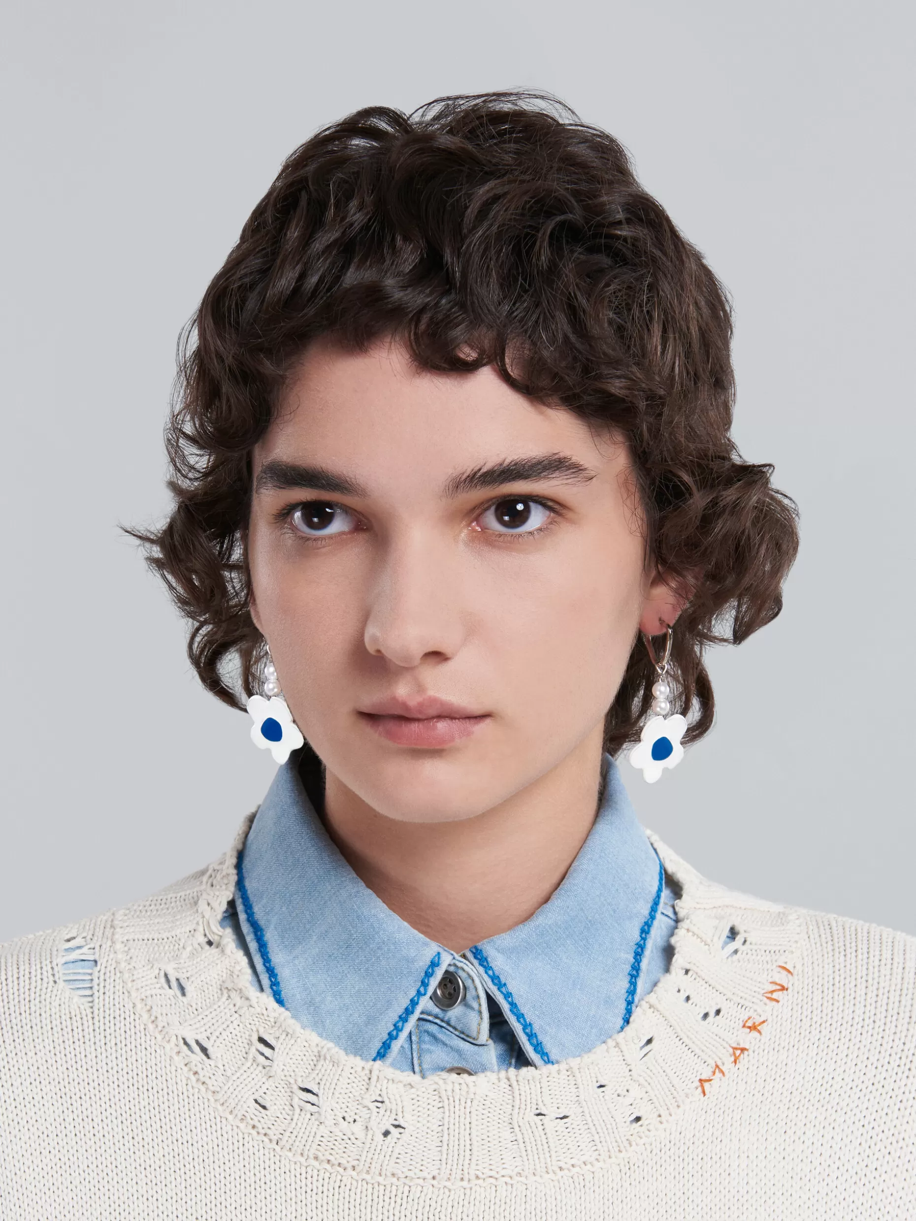 Women Marni Earrings With White Flower