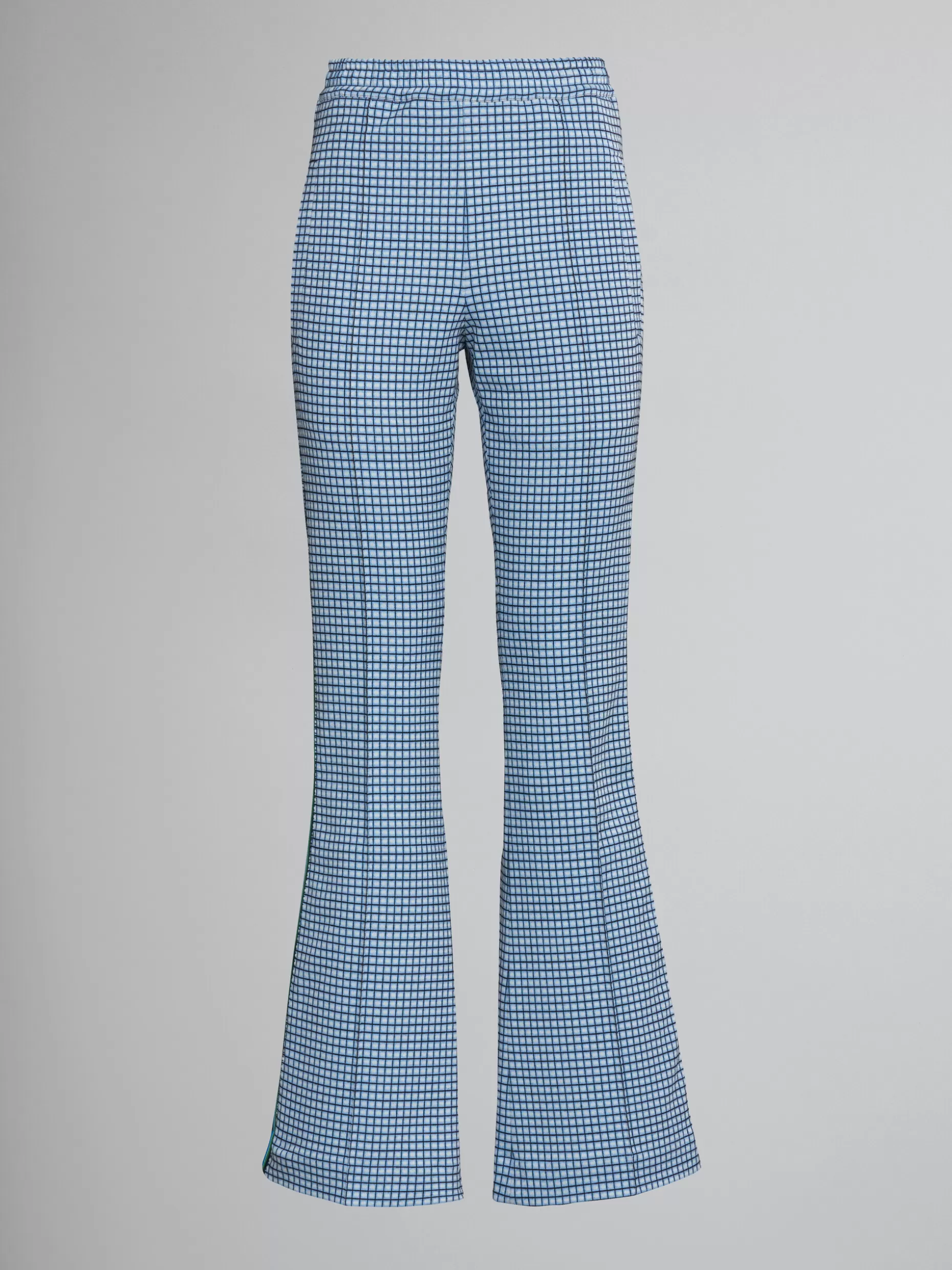 Women Marni Flared Trousers In Light Blue Jacquard Fabric