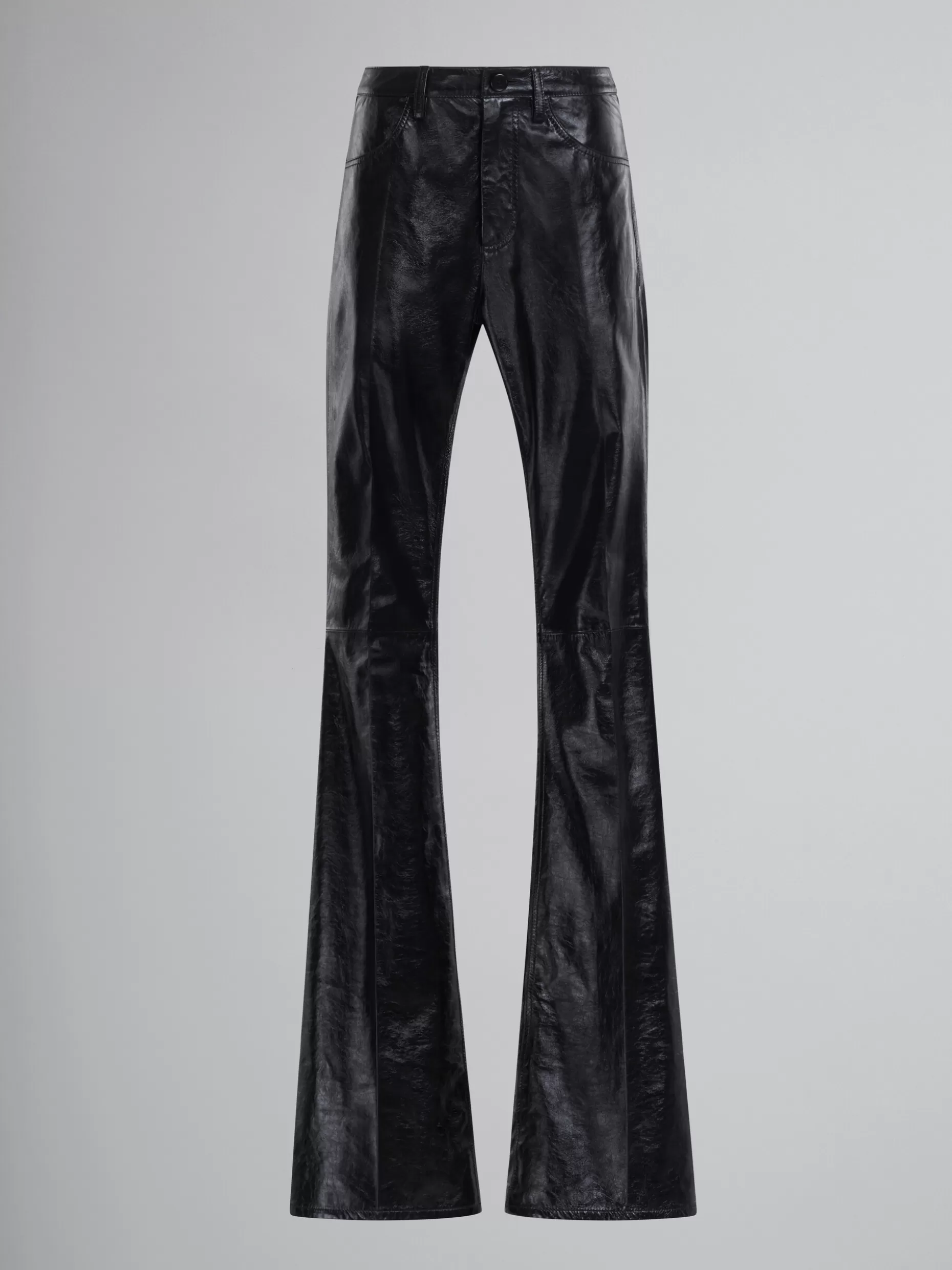 Men Marni Flared Trousers In Ultralight Naplak Leather