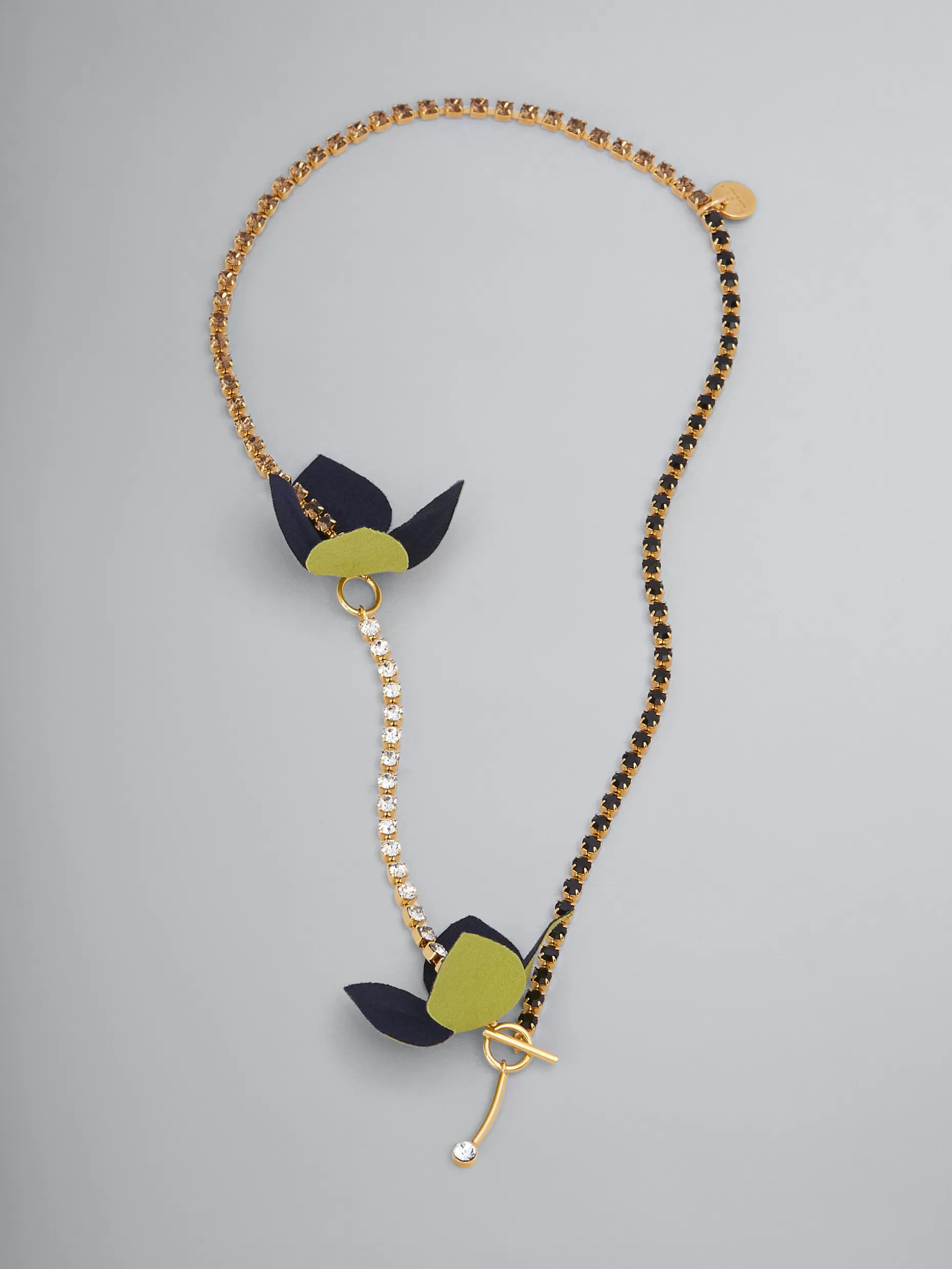 Women Marni Flora Necklace In Bi-Coloured Cotton And Rhinestone