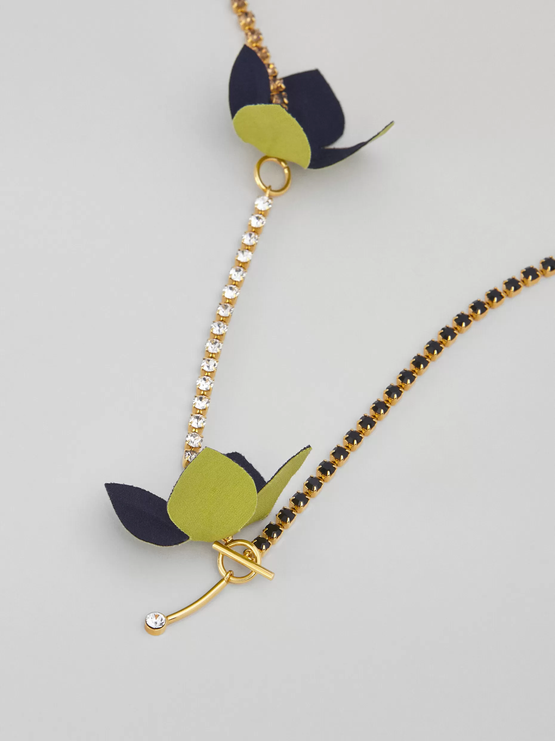 Women Marni Flora Necklace In Bi-Coloured Cotton And Rhinestone