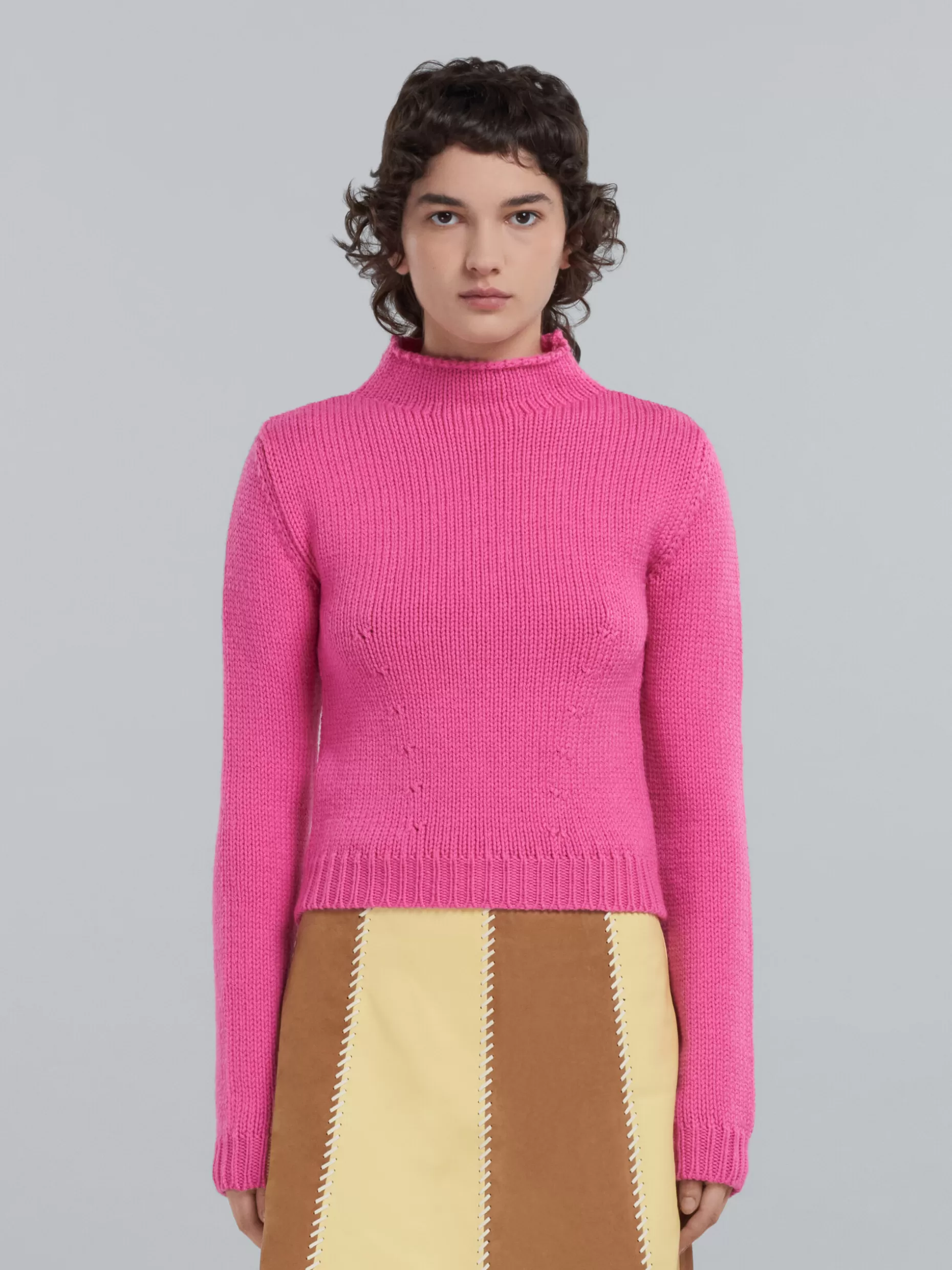 Women Marni Fuchsia Wool Sweater With Logo