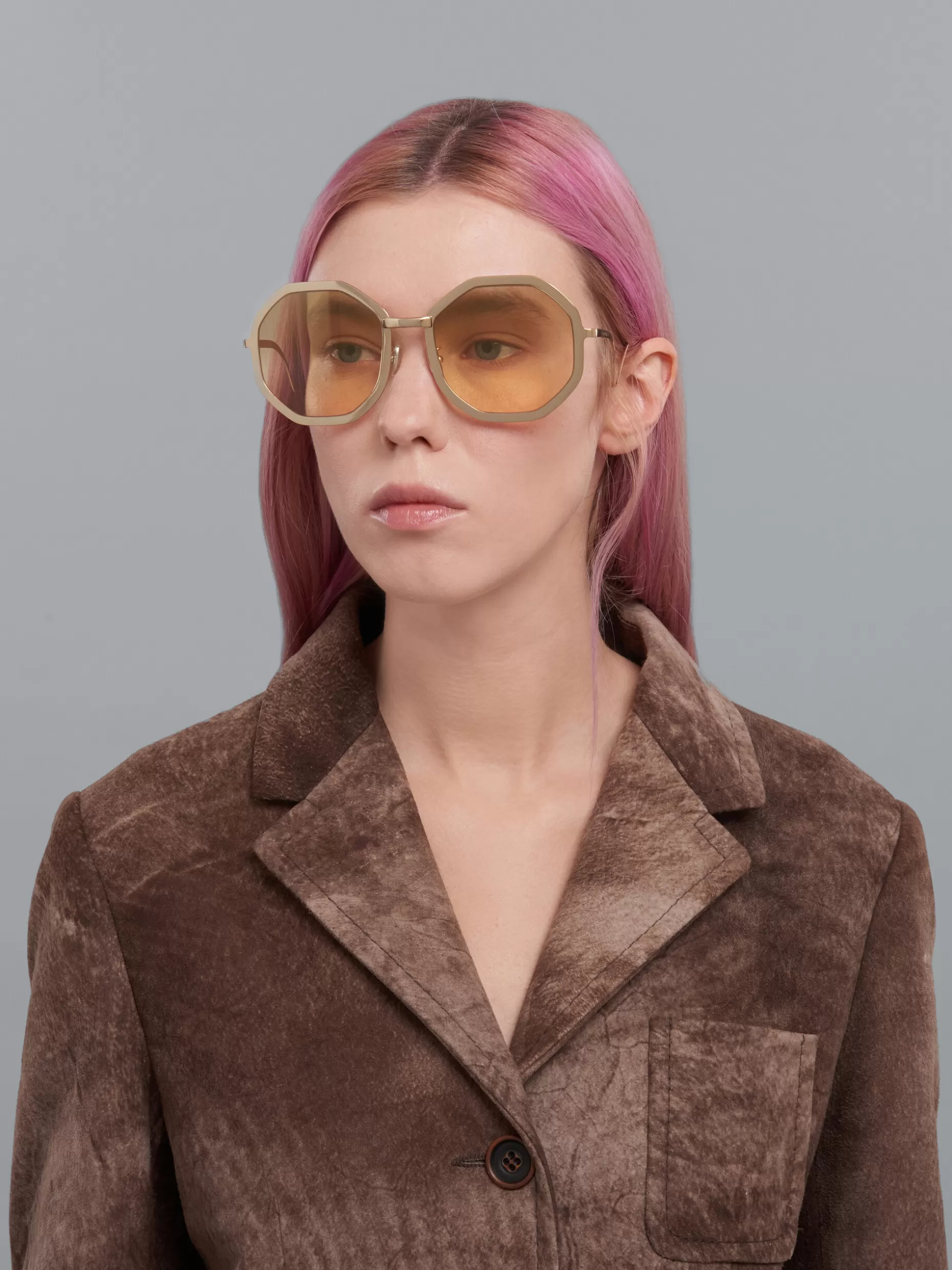 Women Marni Gold Kamiora Mine Metal Sunglasses