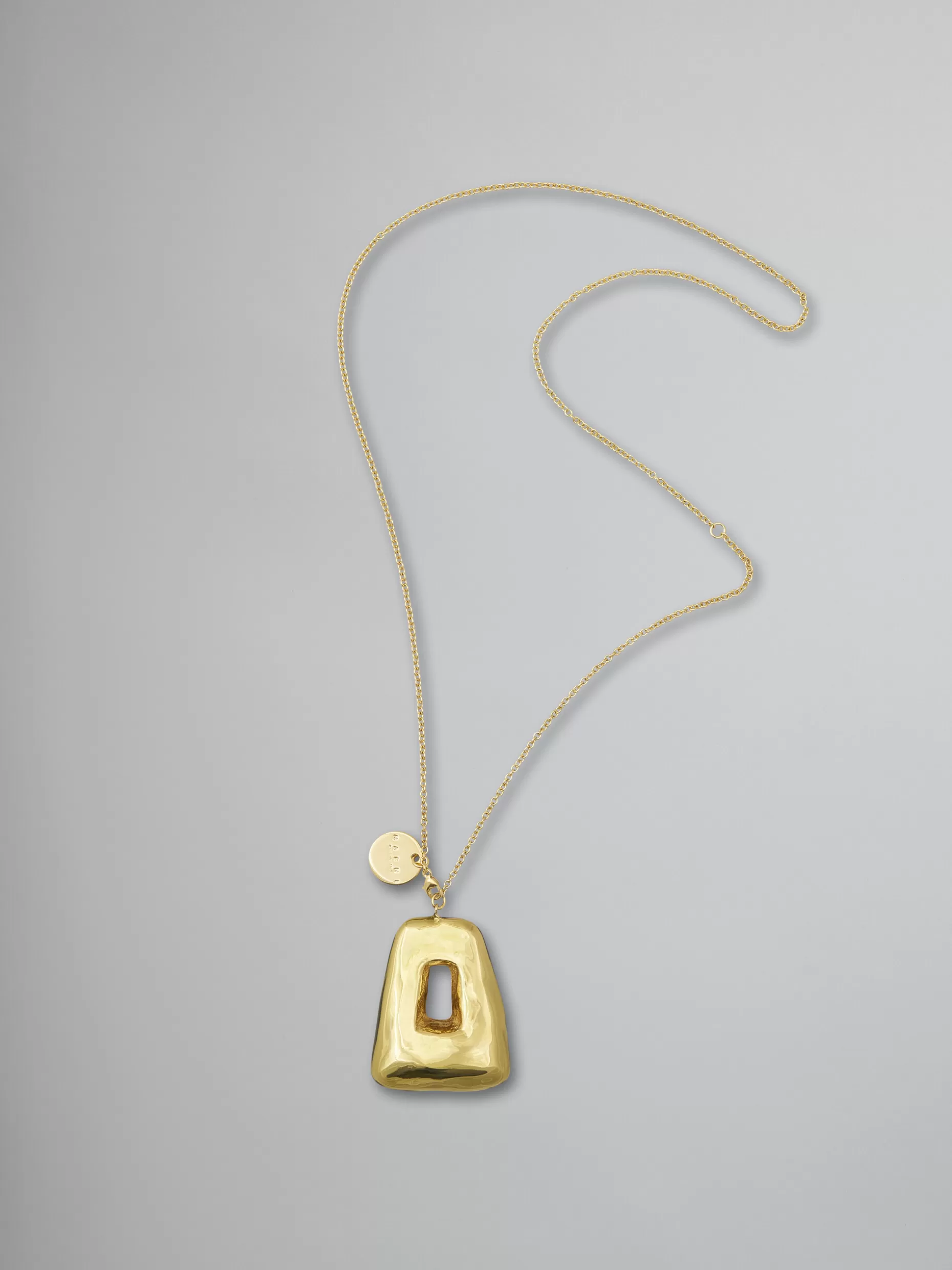 Women Marni Gold-Tone Metal Trapeze Necklace With Transparent Enamel-Covered Pendant