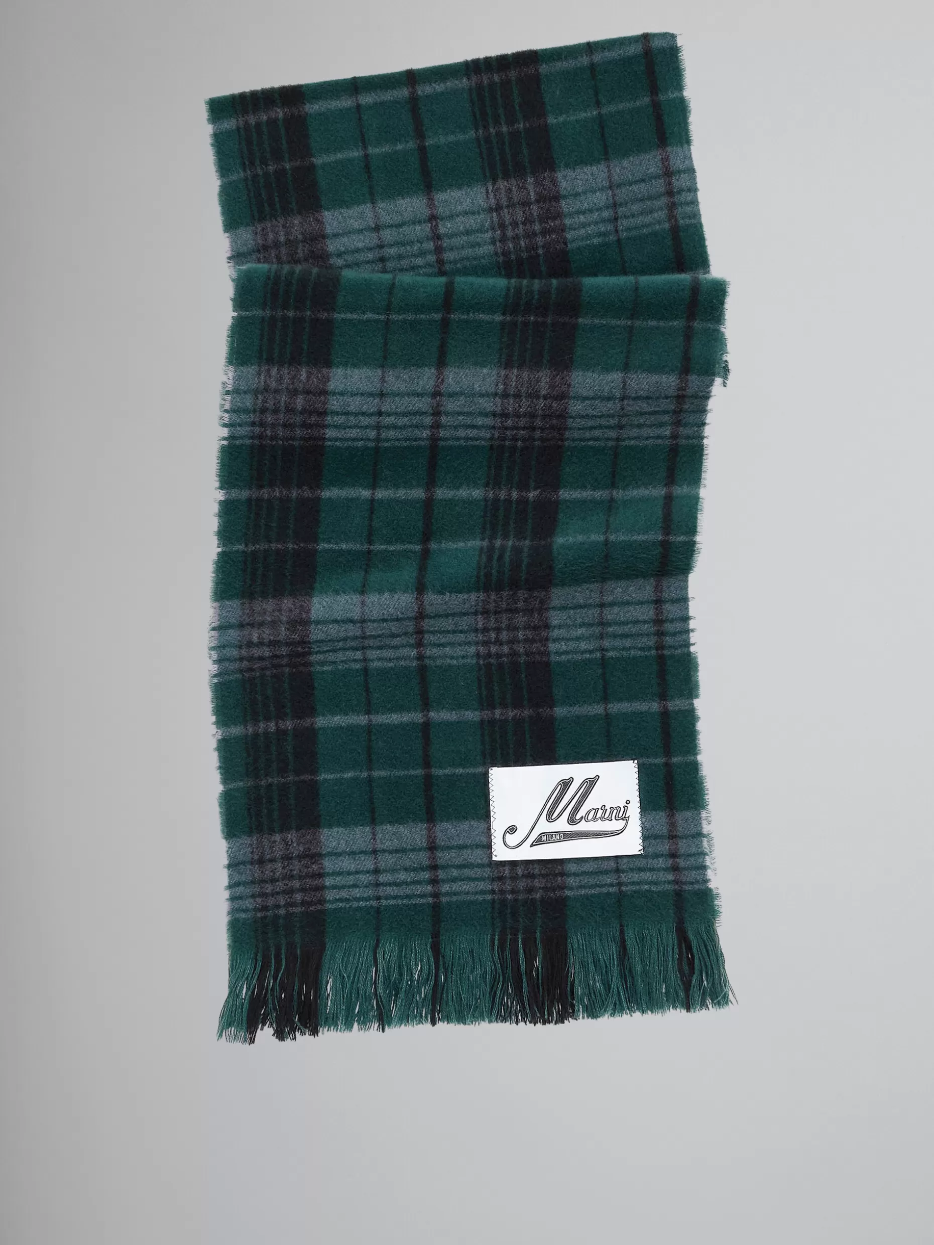 Women Marni Green Check Wool Scarf