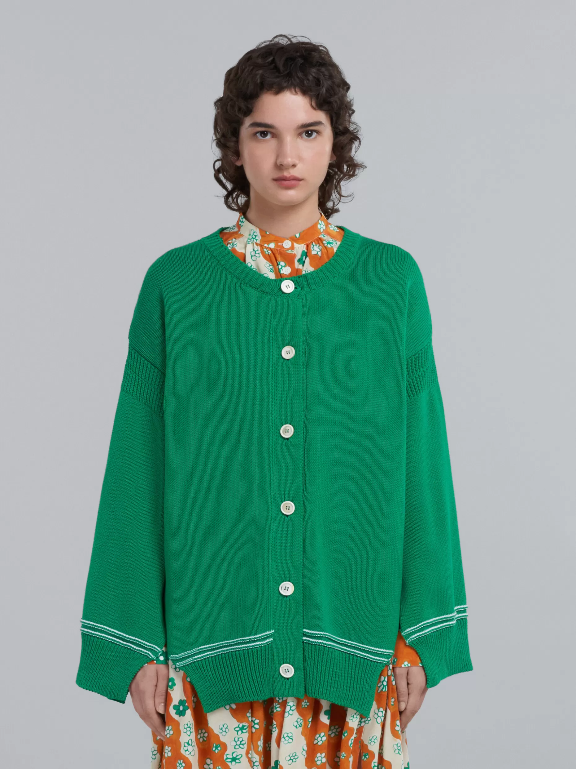 Women Marni Green Cotton Cardigan With Logo