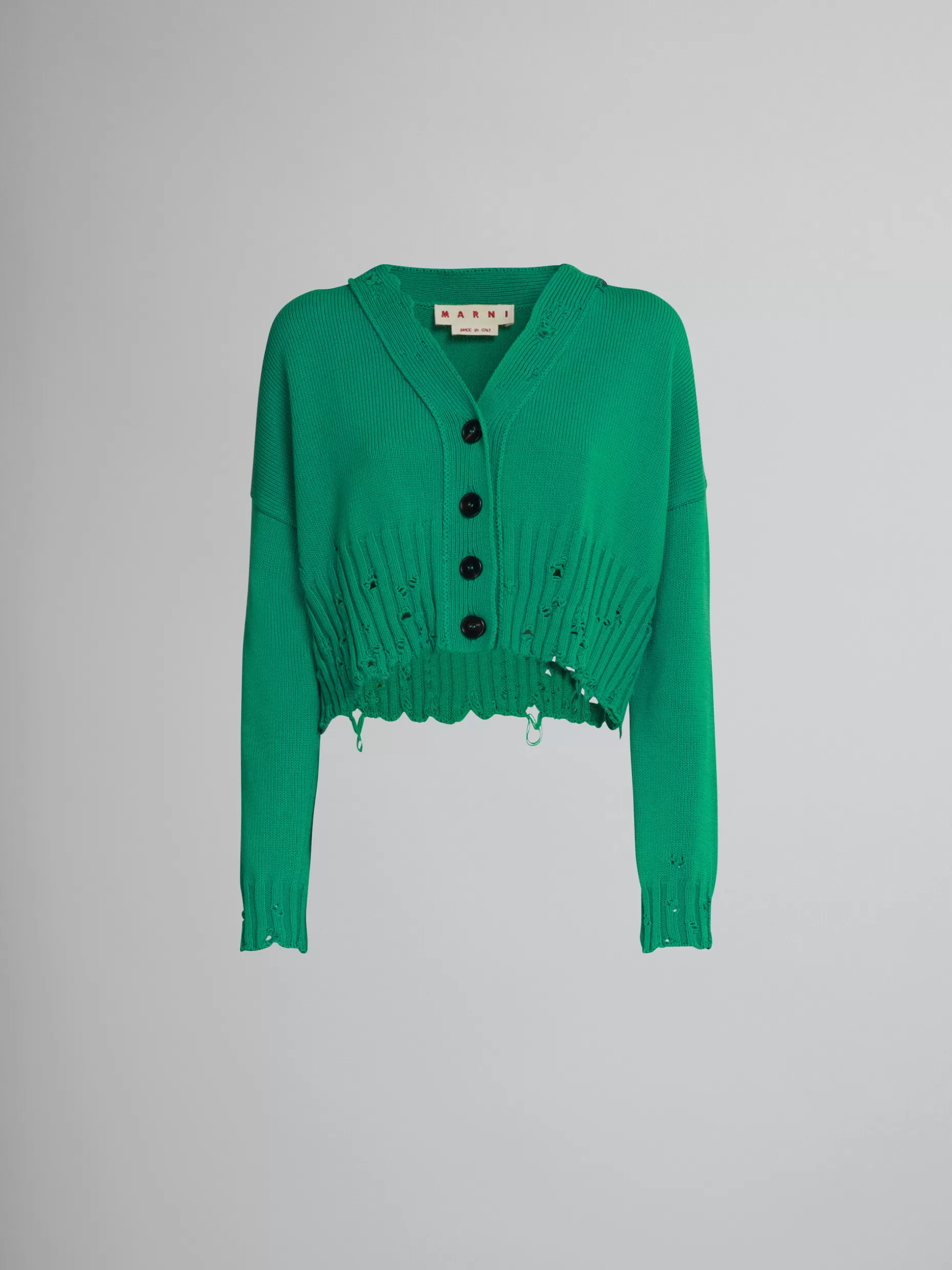 Women Marni Green Cotton Cropped Cardigan