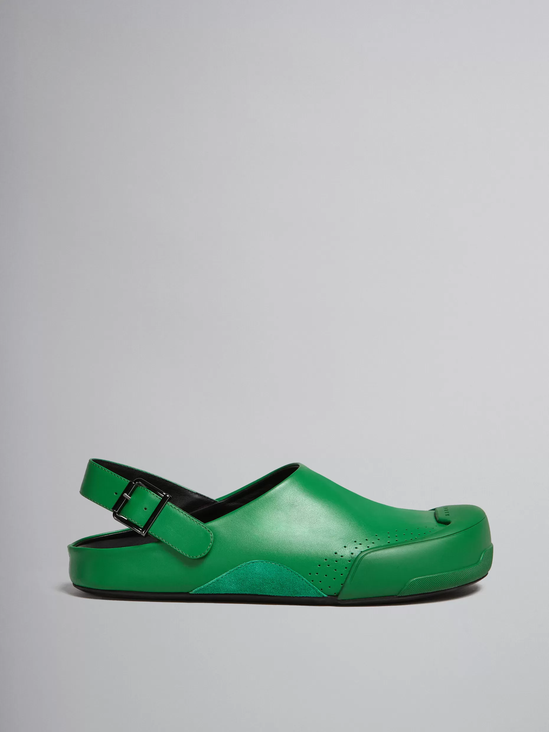 Men Marni Green Leather And Suede Dada Sabot