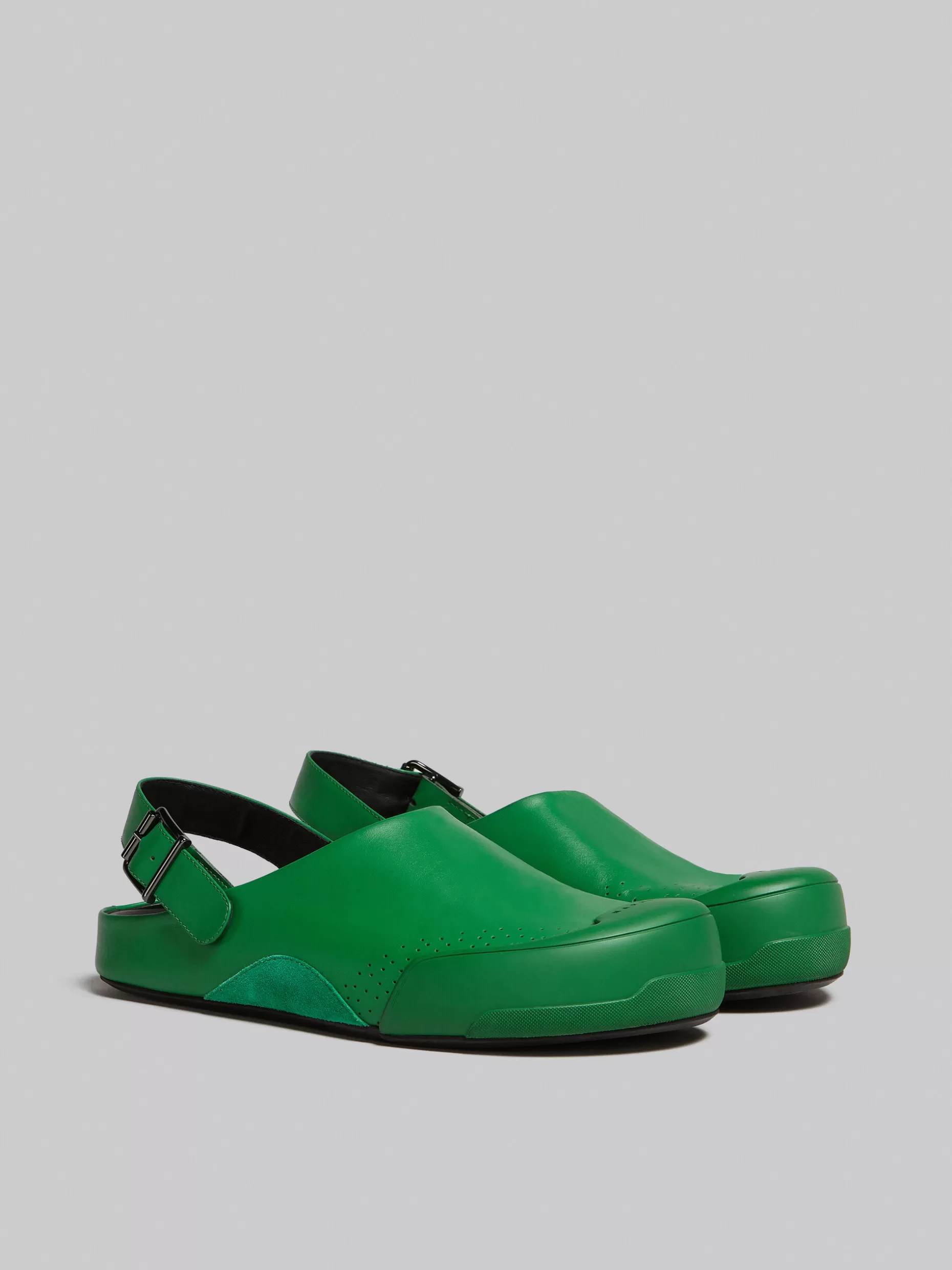 Men Marni Green Leather And Suede Dada Sabot