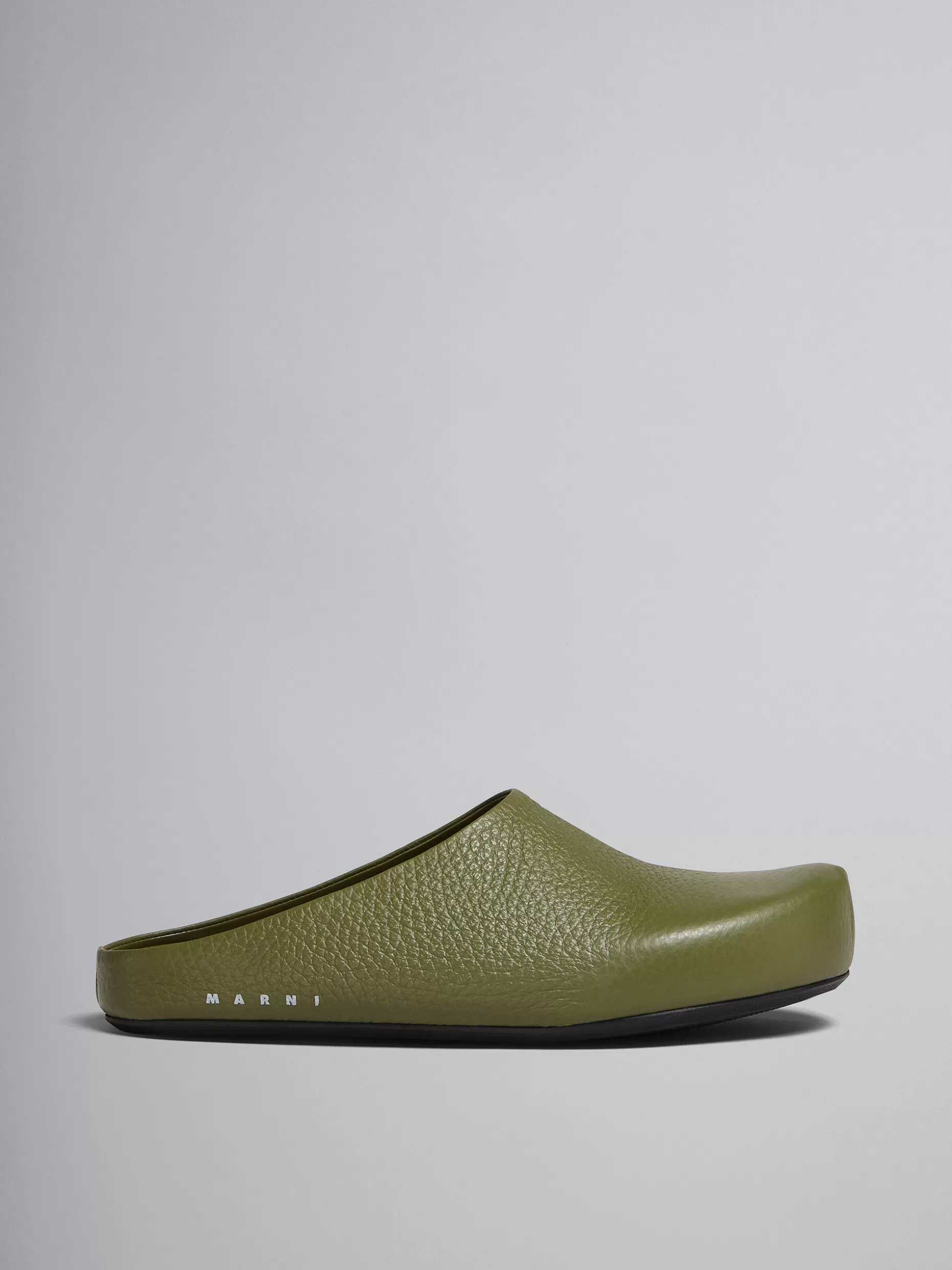 Men Marni Green Leather Fussbett Sabot