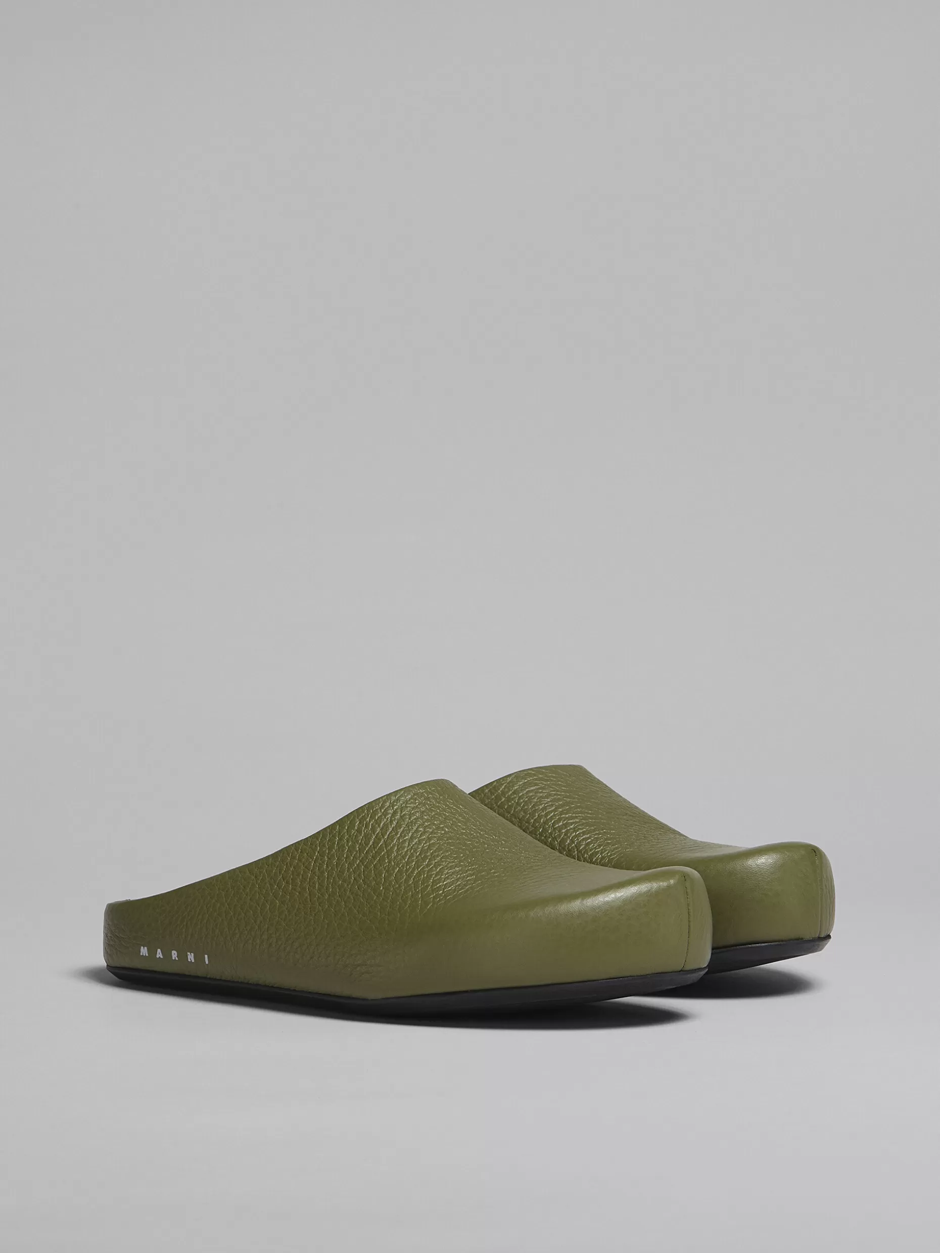 Men Marni Green Leather Fussbett Sabot