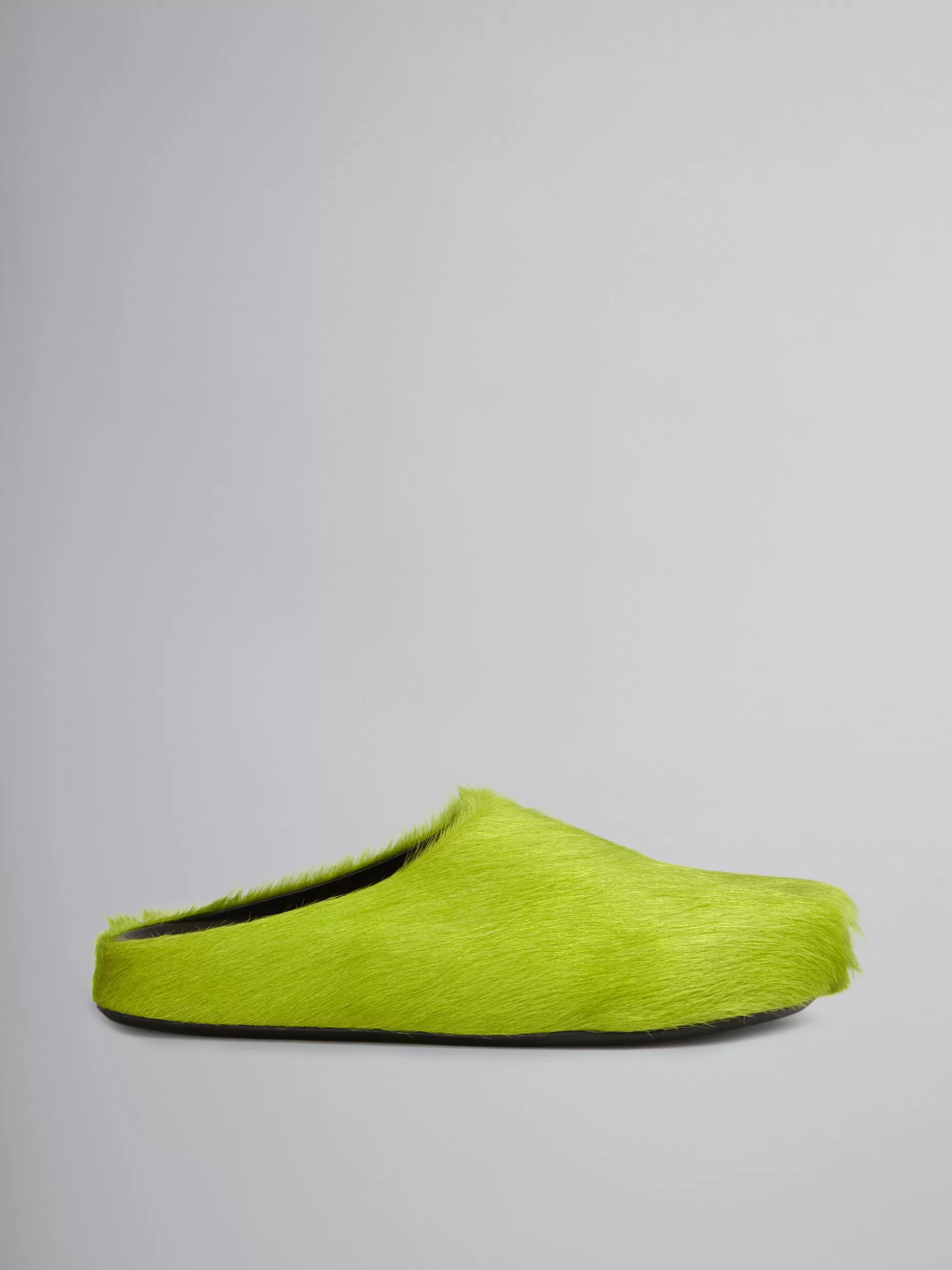 Men Marni Green Long Haircalfskin Fussbett Sabot