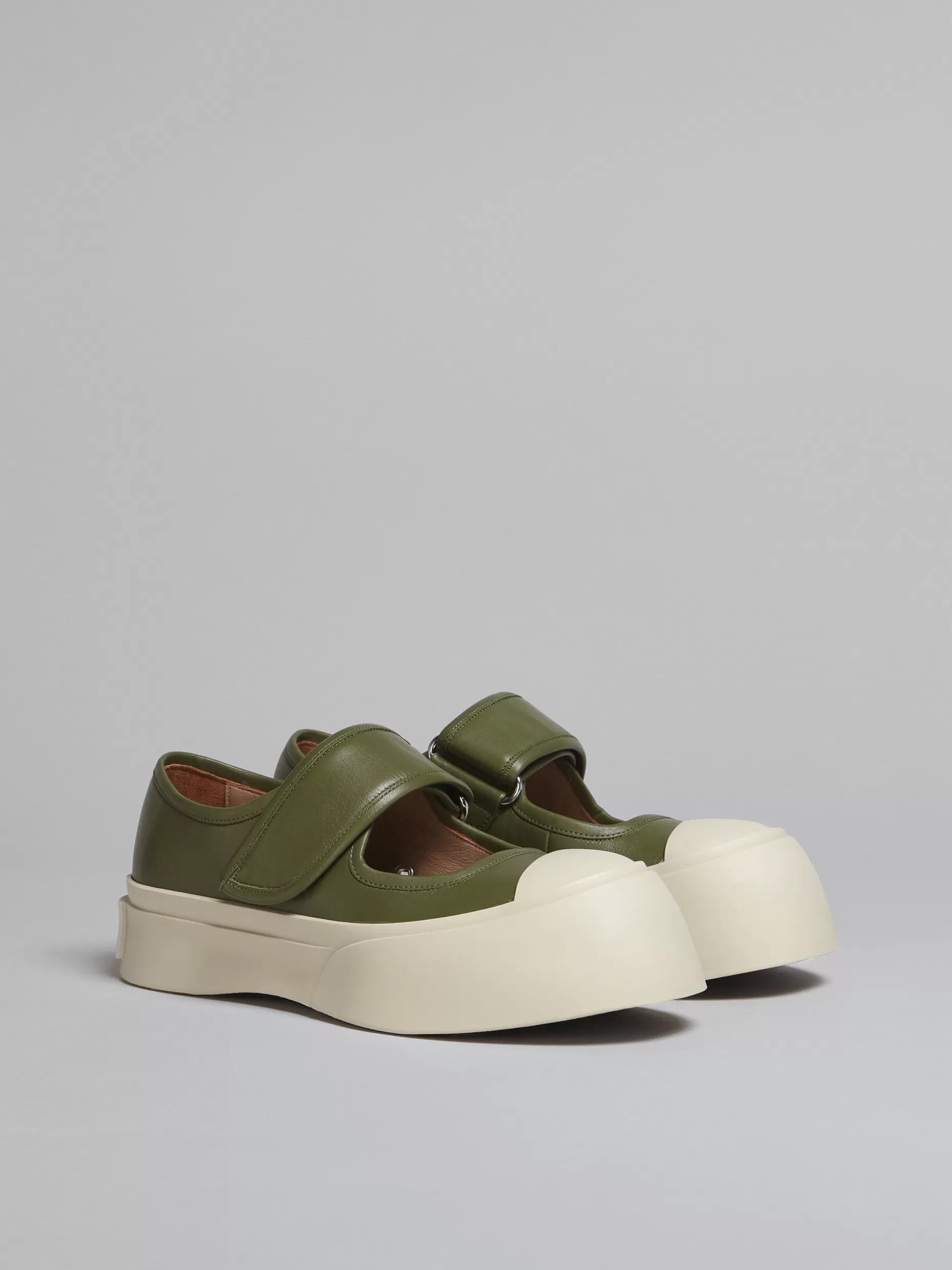 Women Marni Green Nappa Leather Pablo Mary-Jane Sneaker