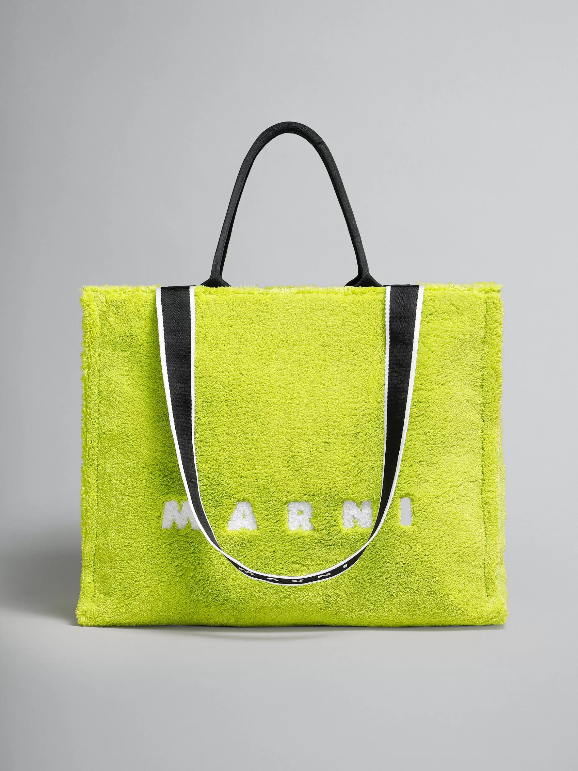 Men Marni Green Terry Cloth Tote Bag