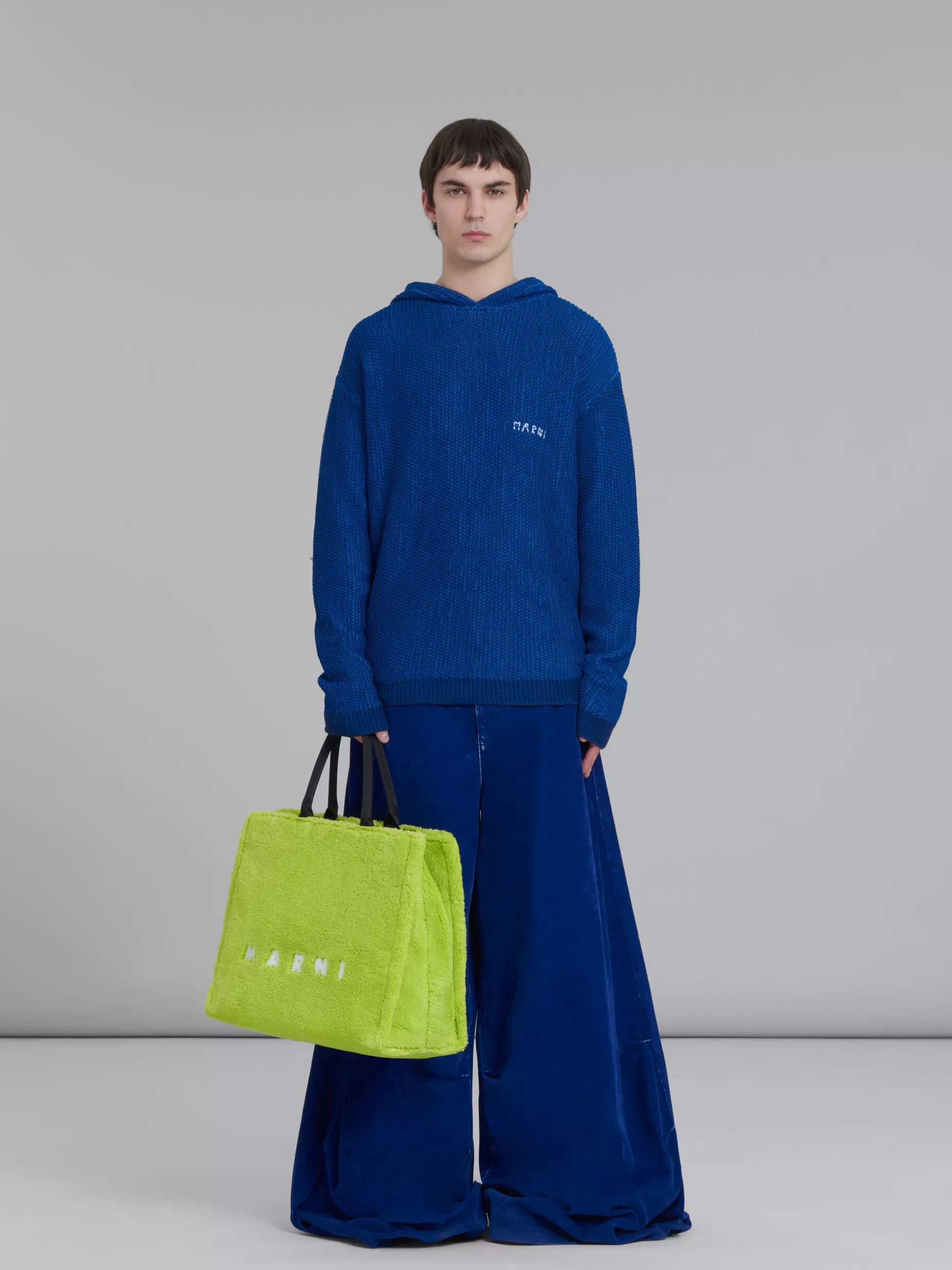 Men Marni Green Terry Cloth Tote Bag