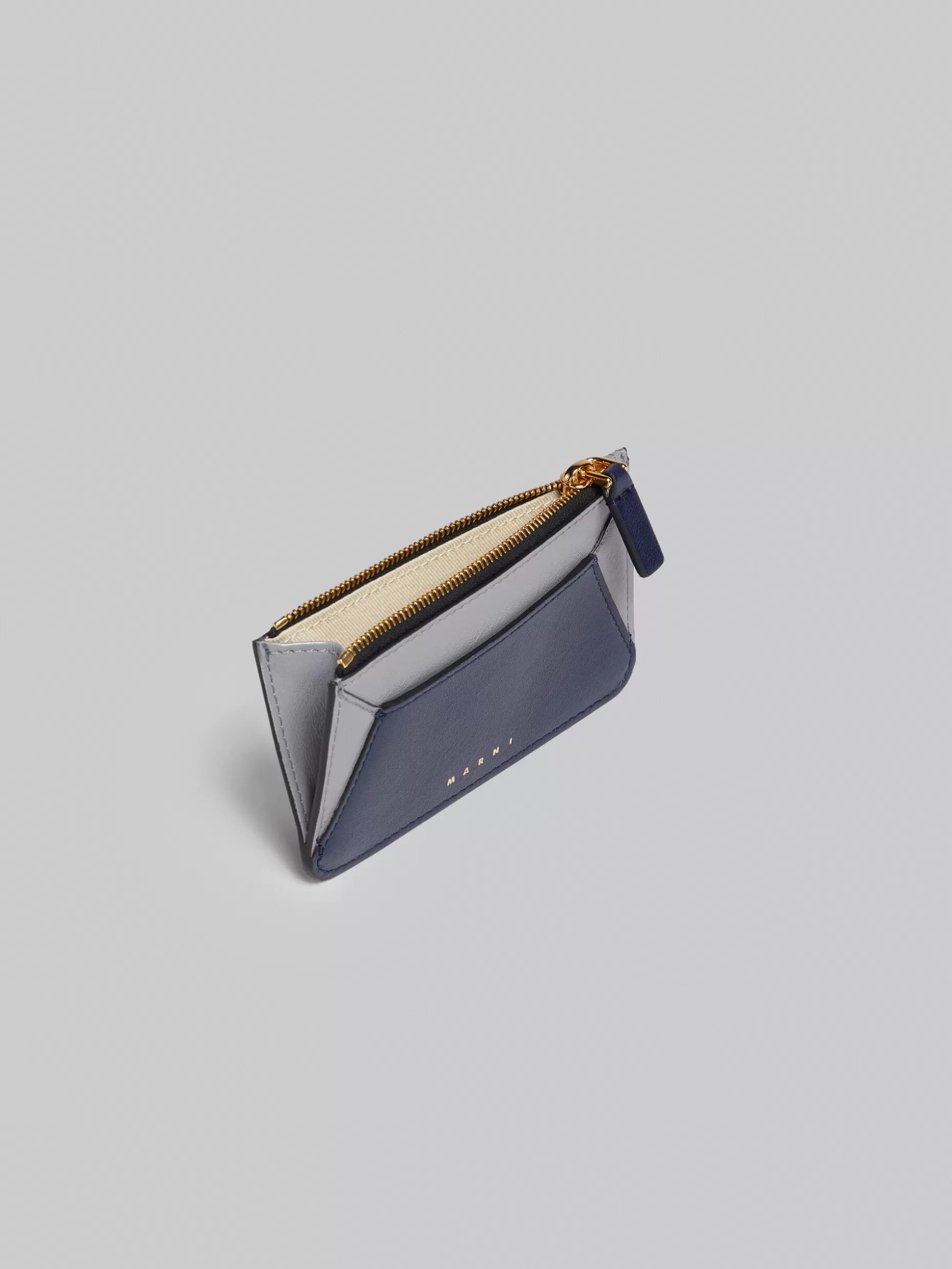 Women Marni Grey And Blue Leather Card Case