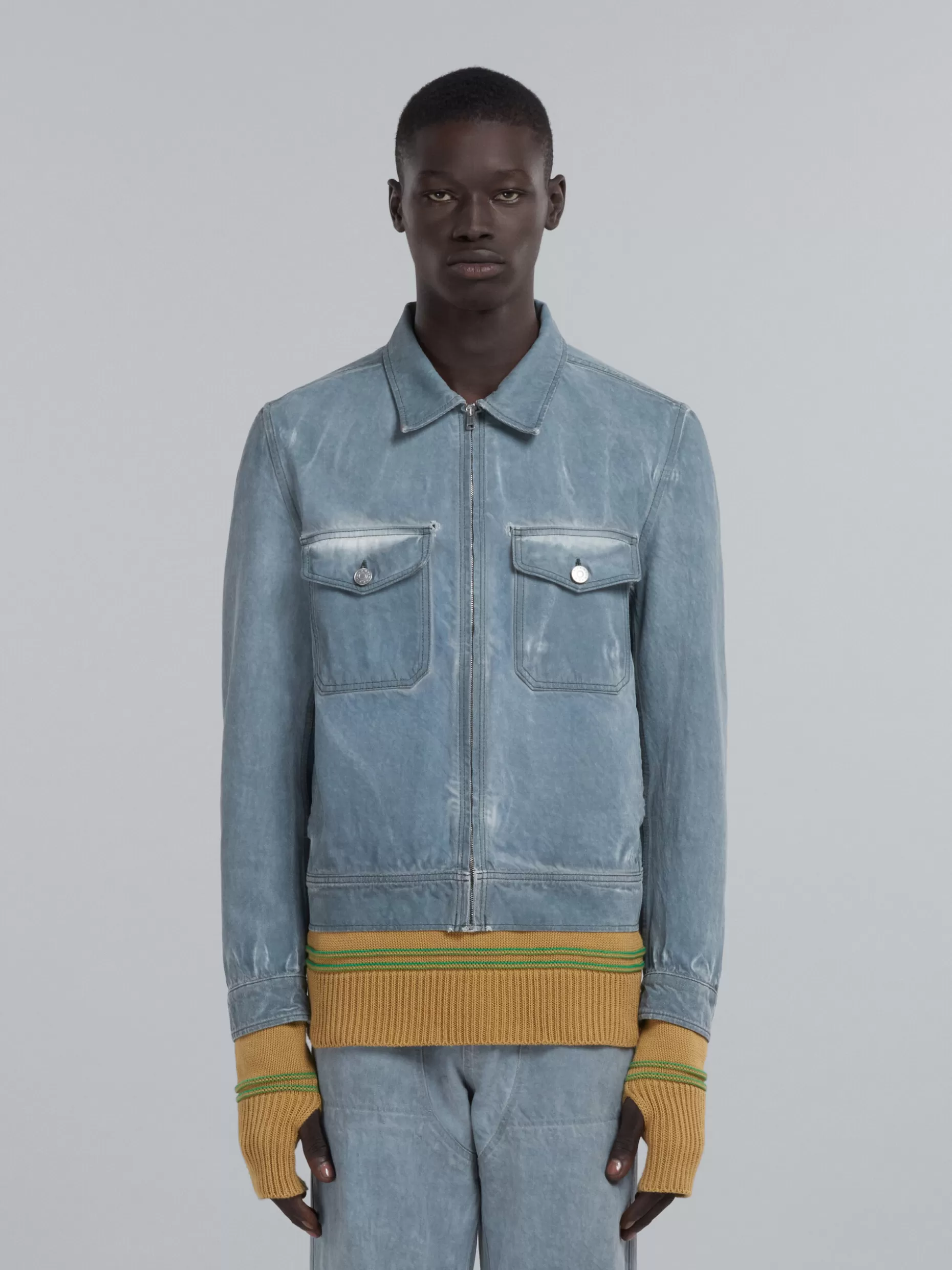 Men Marni Grey Cotton Drill Jacket