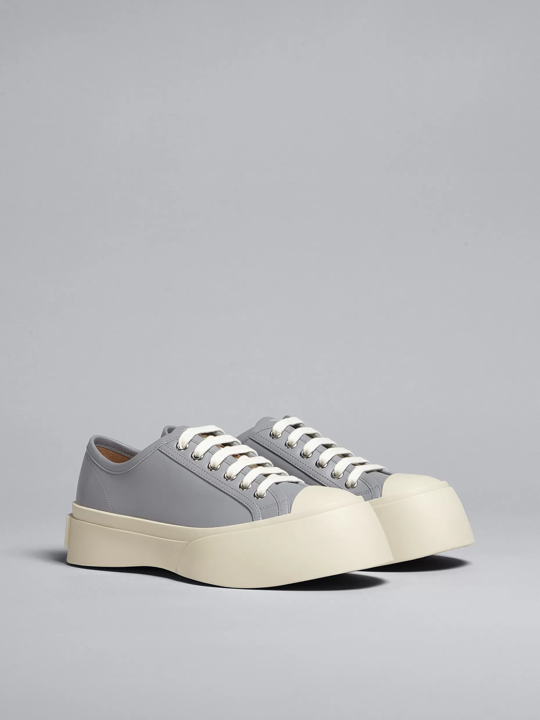 Women Marni Grey Leather Pablo Lace-Up Sneaker