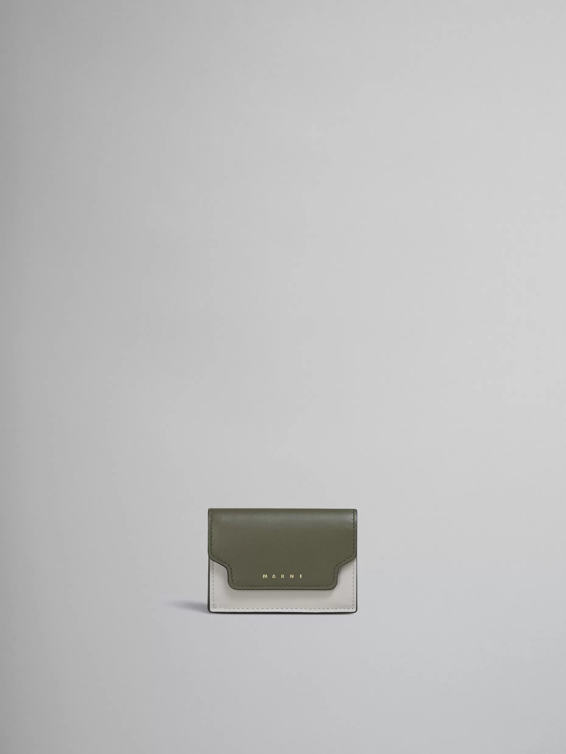 Women Marni Grey White And Brown Leather Tri-Fold Wallet