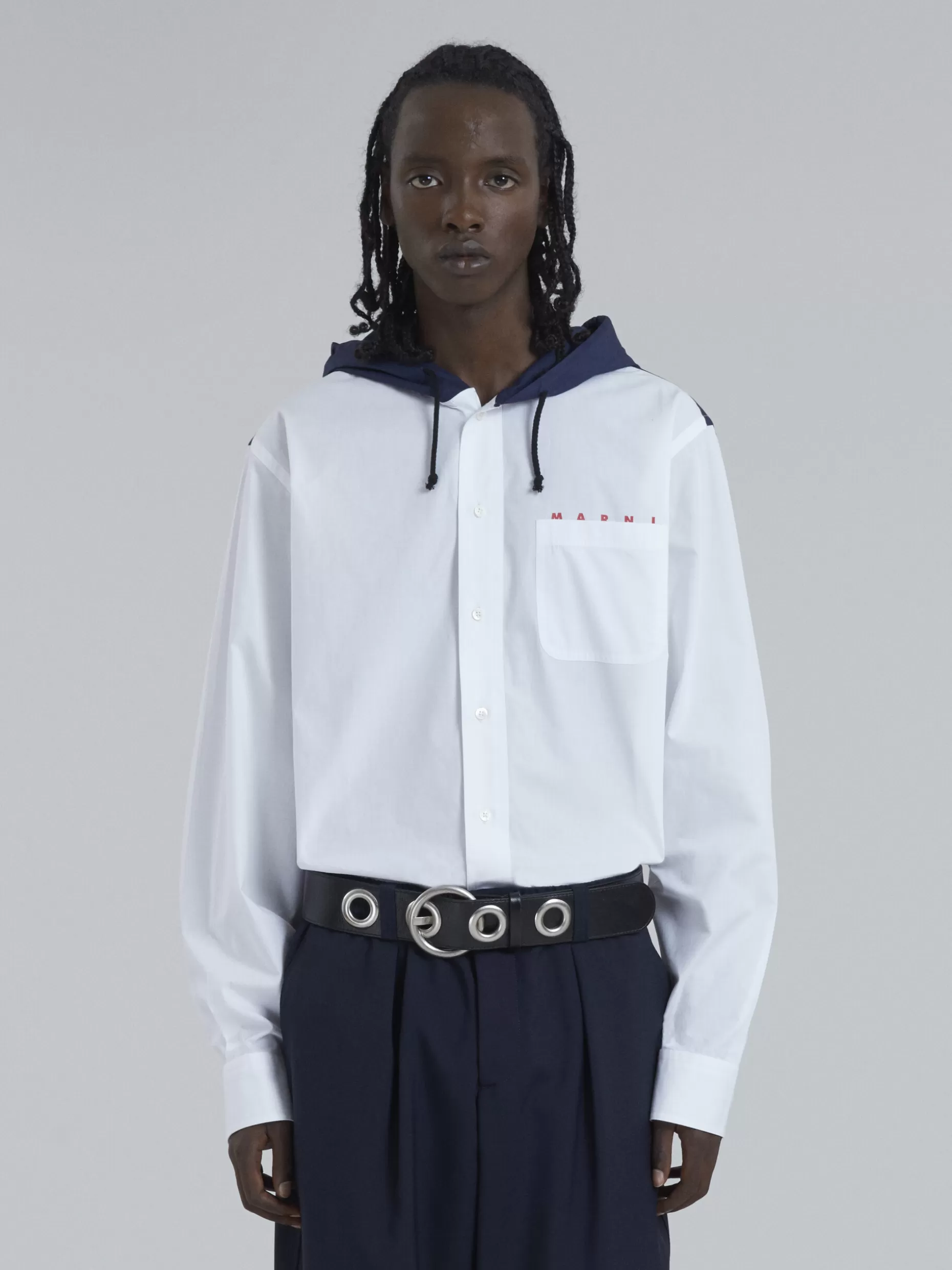 Men Marni Hooded Cotton Poplin Shirt-Jacket