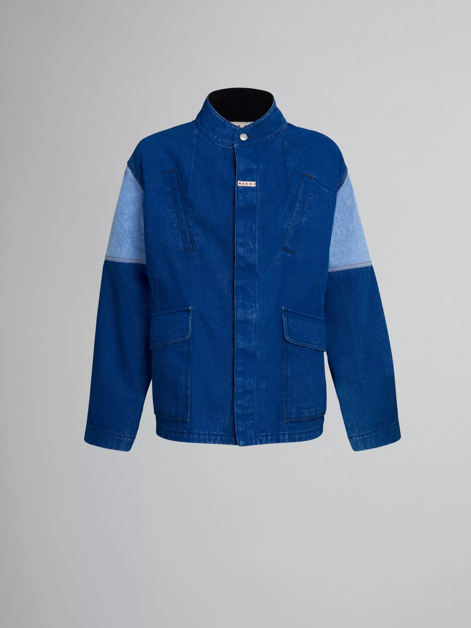 Men Marni Jacket In Coated Blue Denim