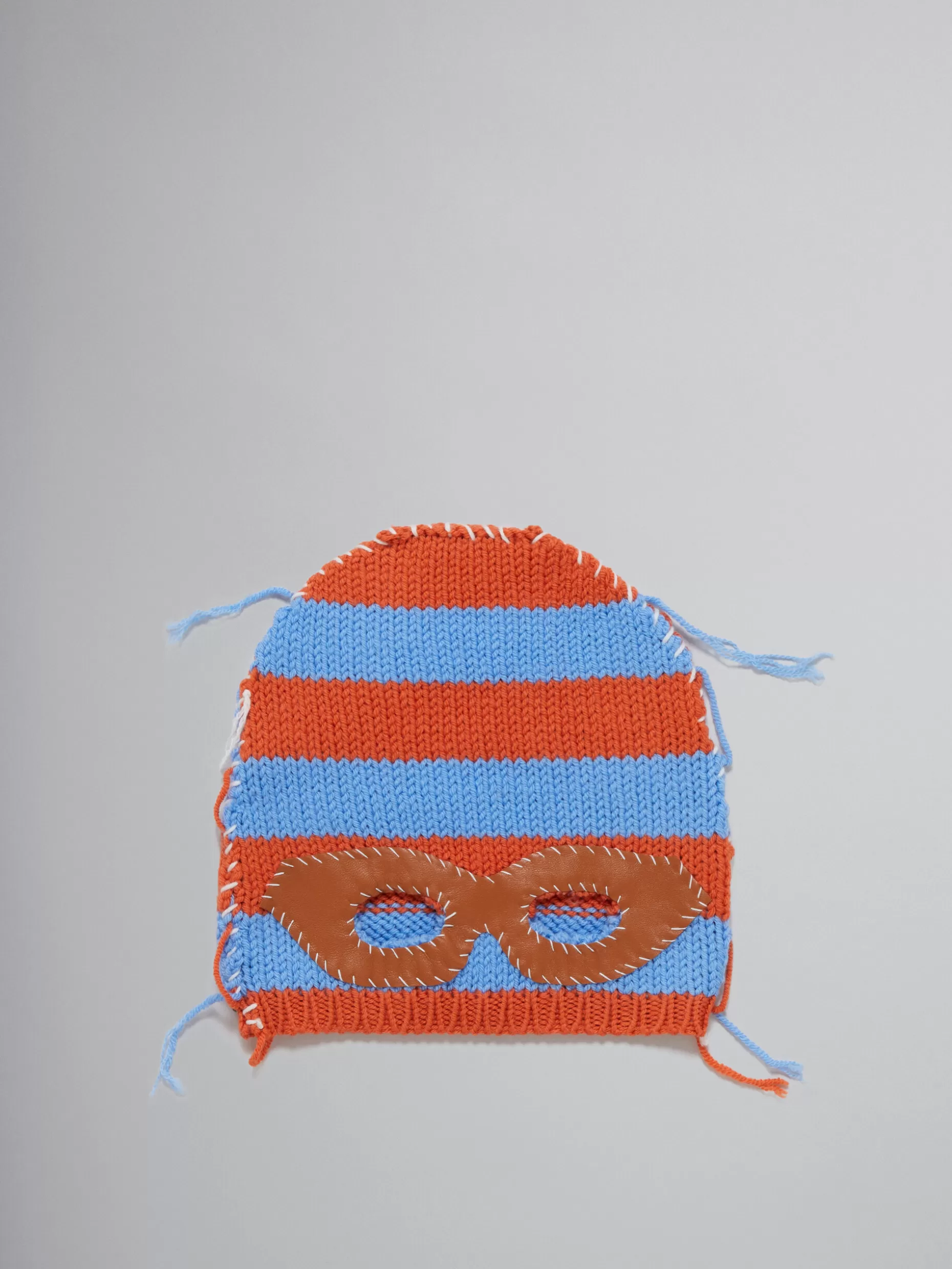 Women Marni Knitted Wool Balaclava With Blue And Orange Stripes