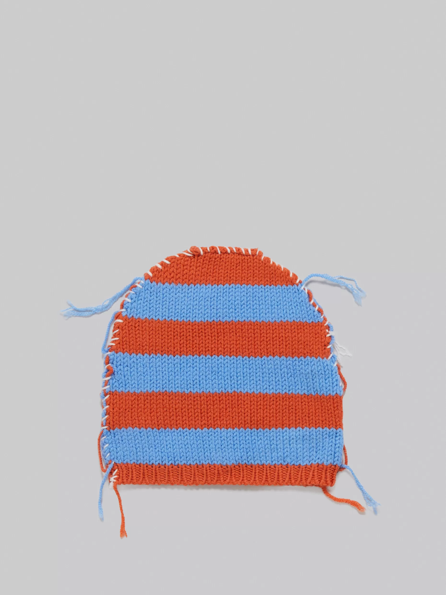 Women Marni Knitted Wool Balaclava With Blue And Orange Stripes