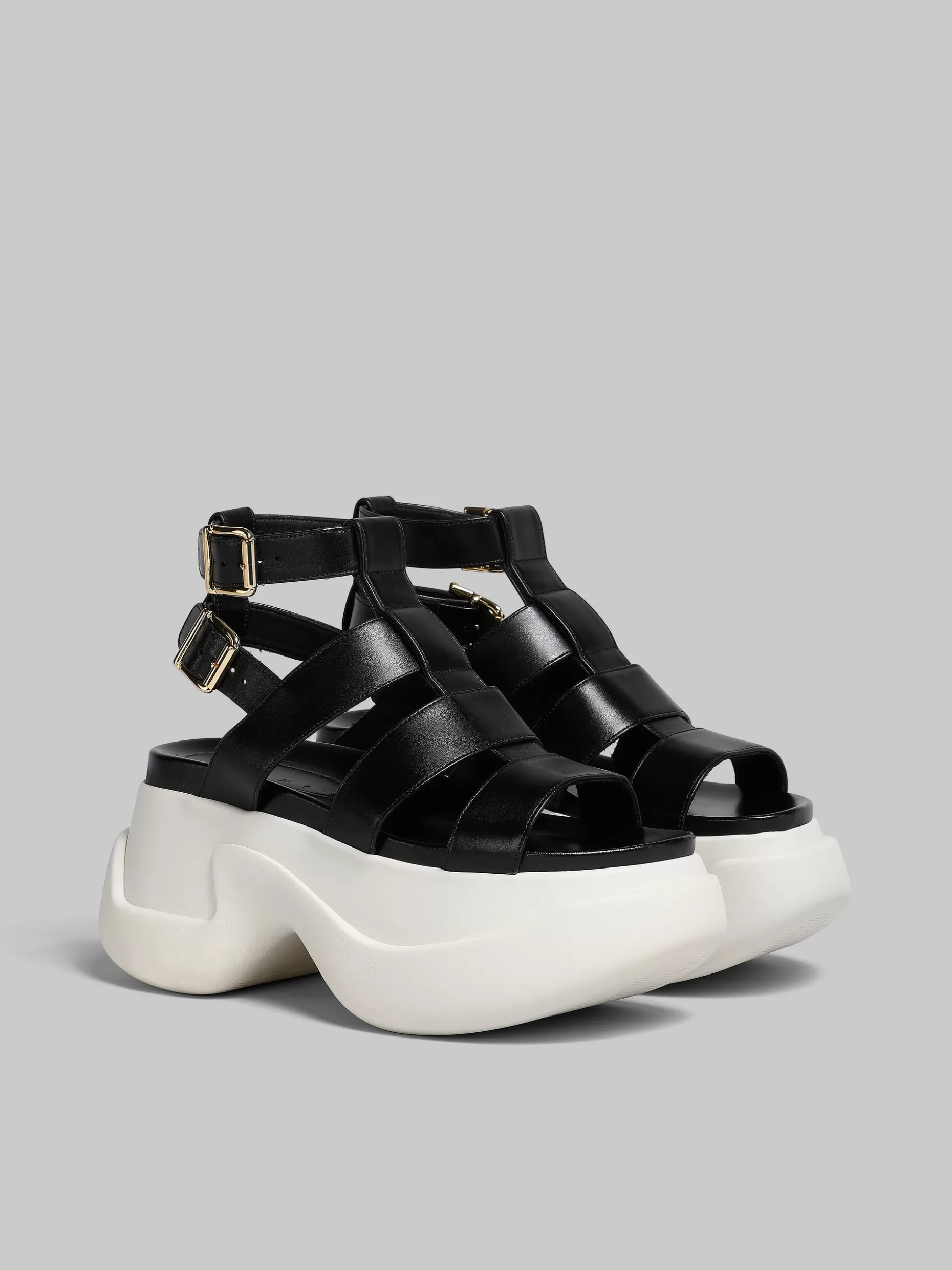 Women Marni Leather Gladiator Sandal With Platform Sole