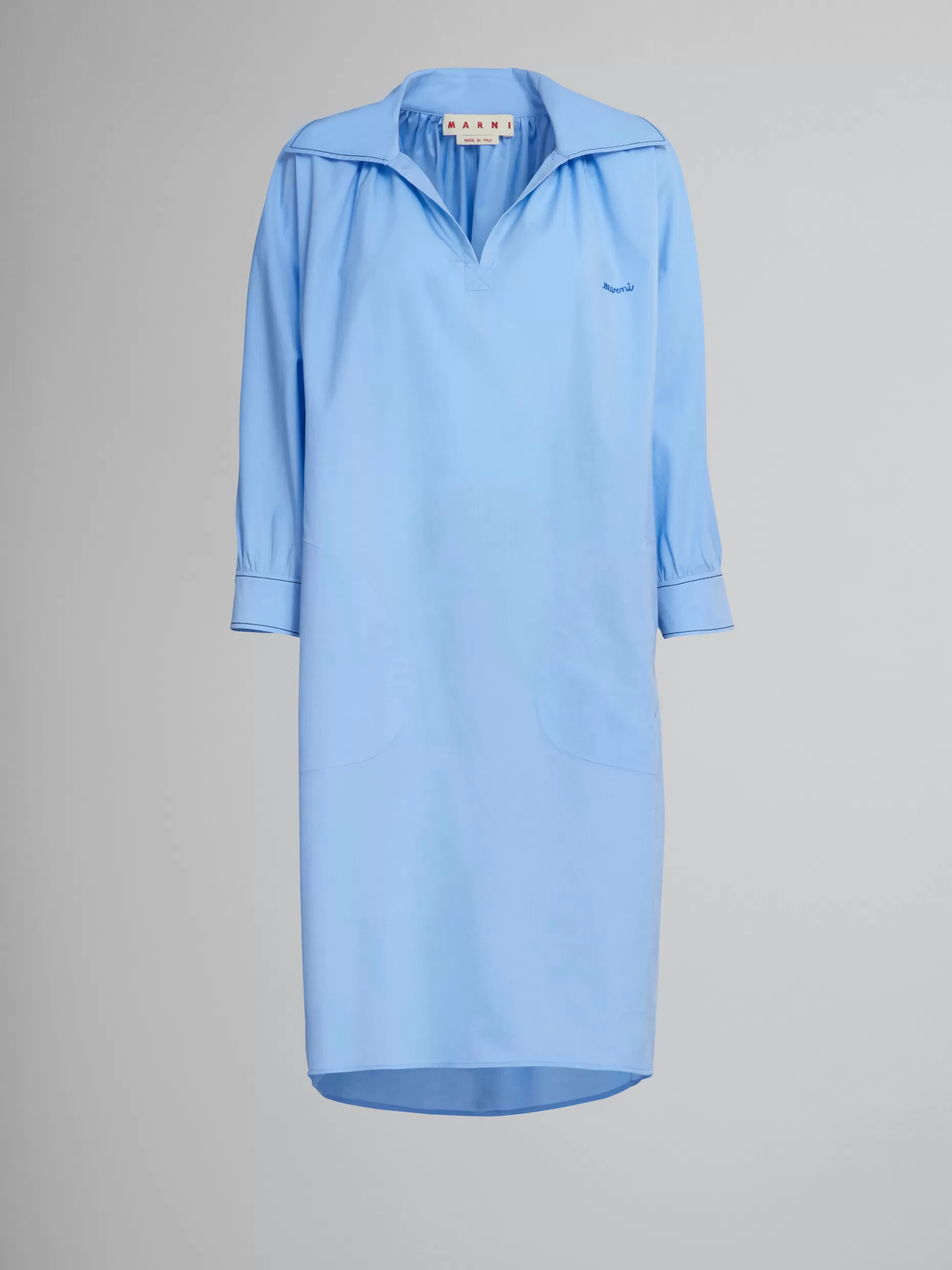 Women Marni Light Blue Bio Cotton Dress With Embroidered Logo