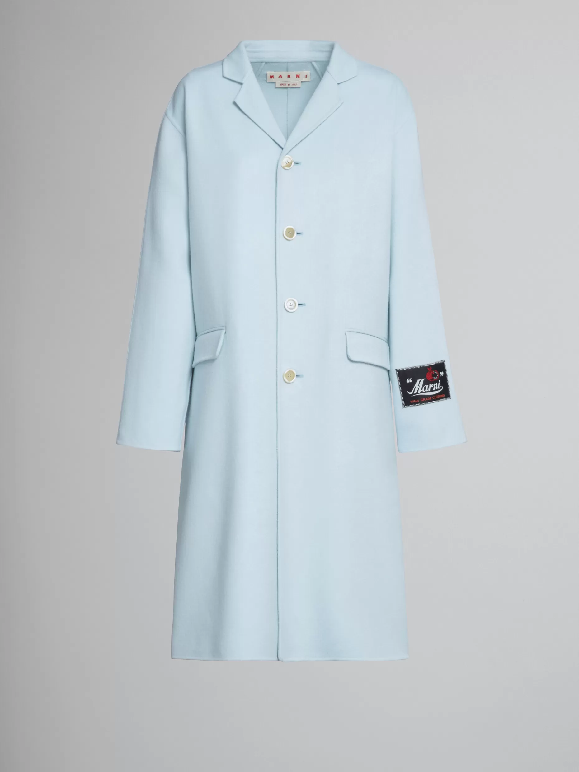 Women Marni Light Blue Coat In Wool And Cashmere