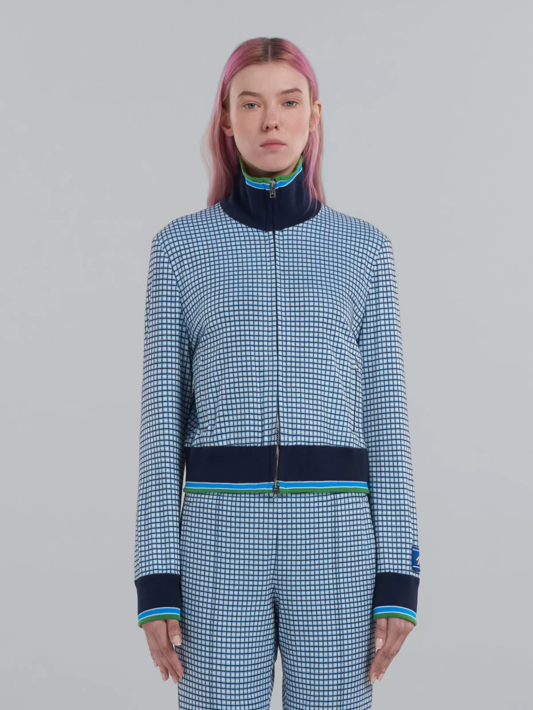 Women Marni Light Blue Jacquard Fabric Jacket