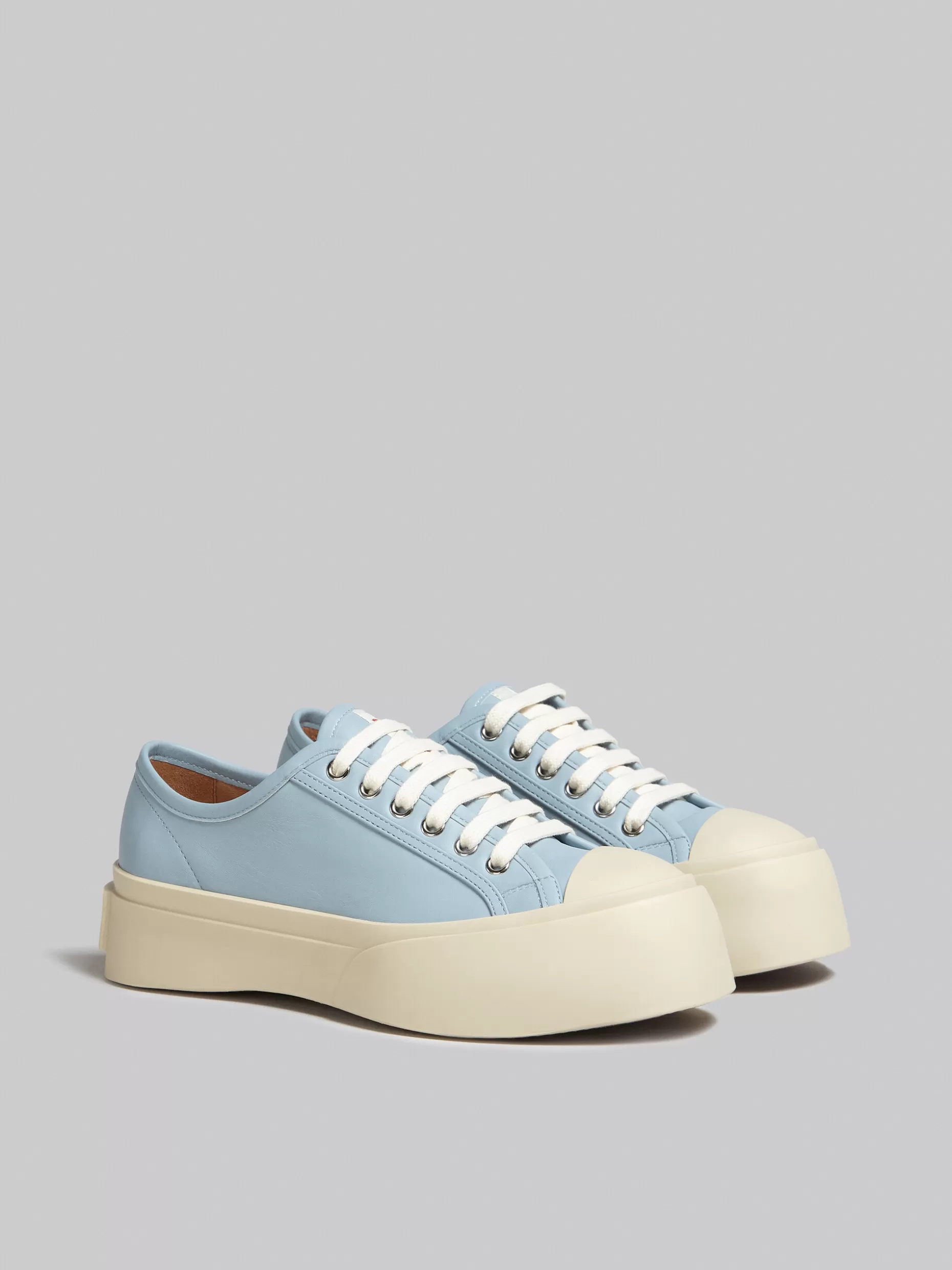 Women Marni Light Blue Nappa Leather Pablo Lace-Up Sneaker