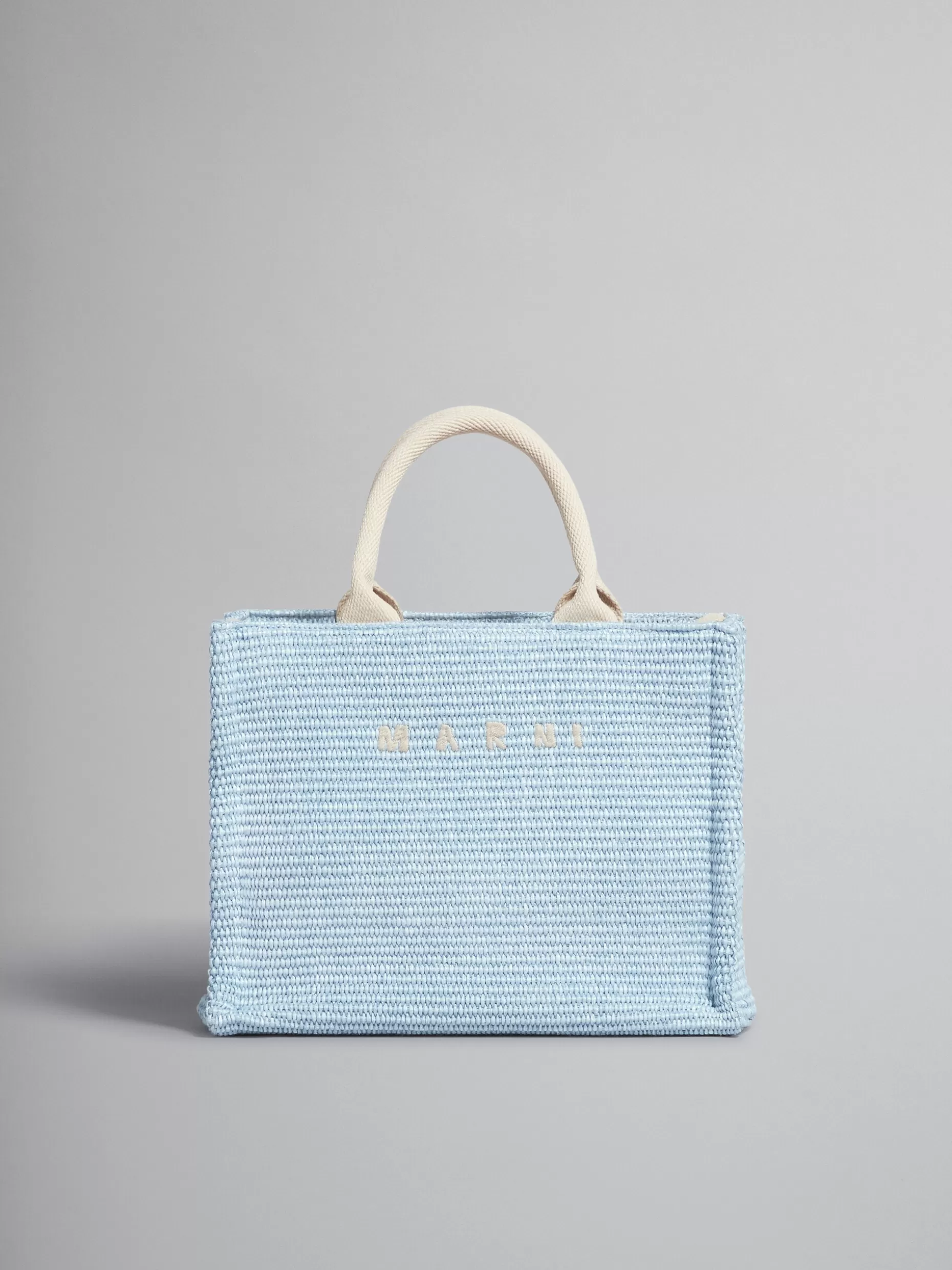 Women Marni Light Blue Raffia Small Tote Bag