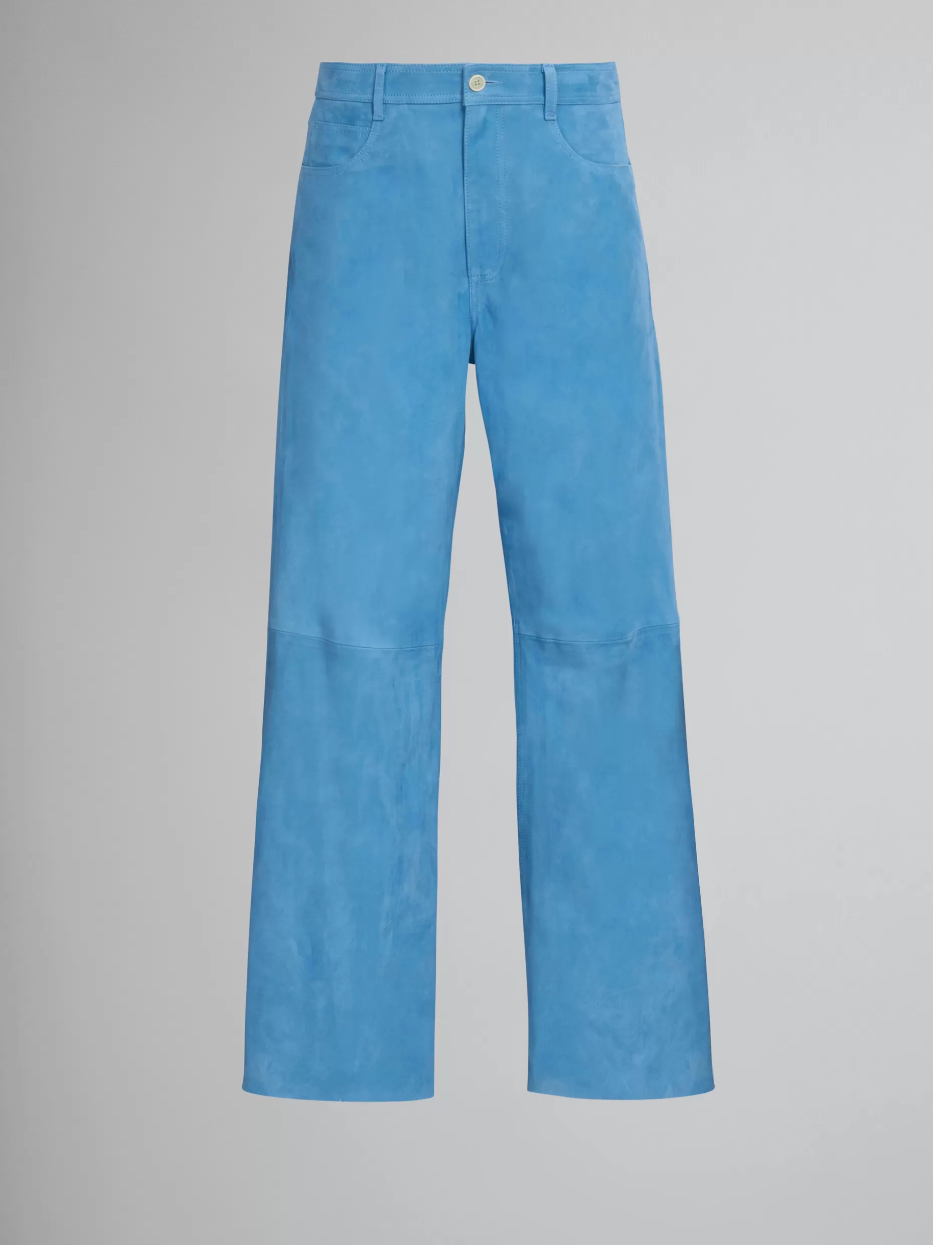 Men Marni Light Blue Suede Trousers