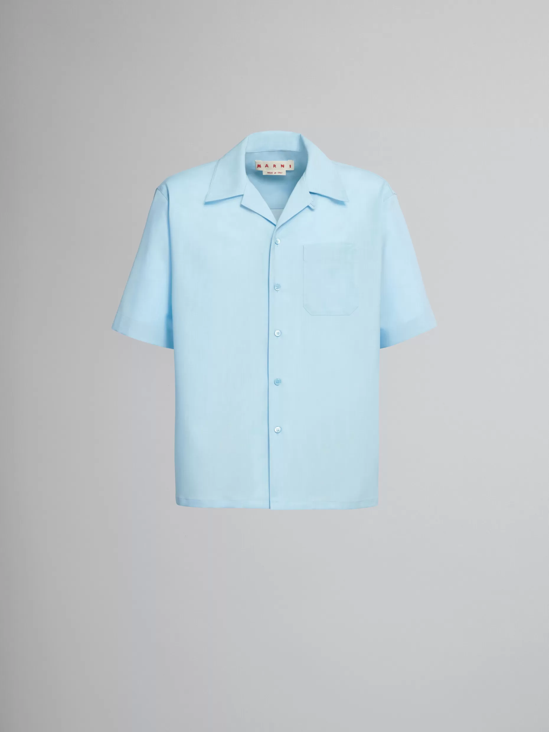 Men Marni Light Blue Tropical Wool Bowling Shirt