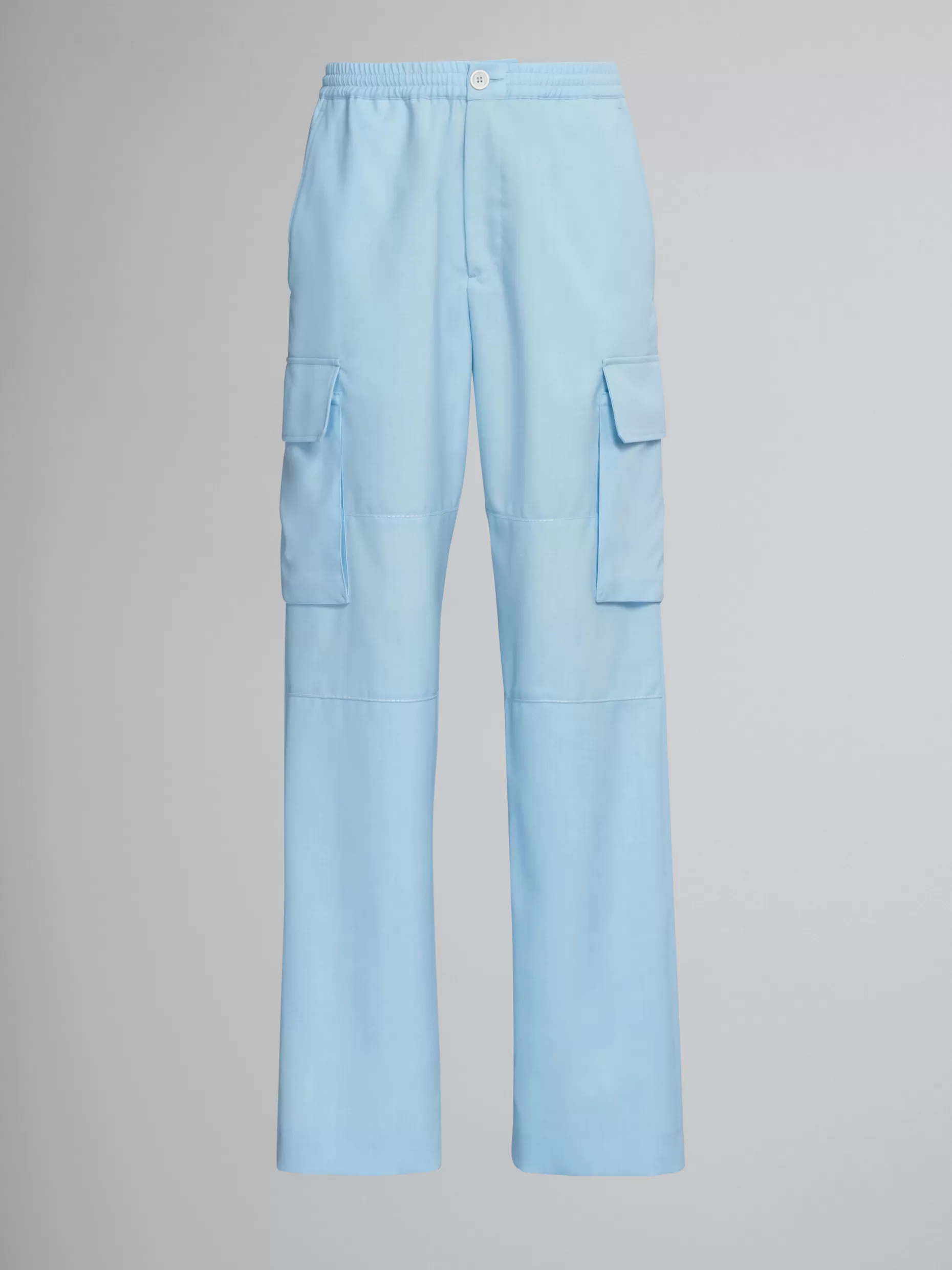 Men Marni Light Blue Tropical Wool Cargo Pants