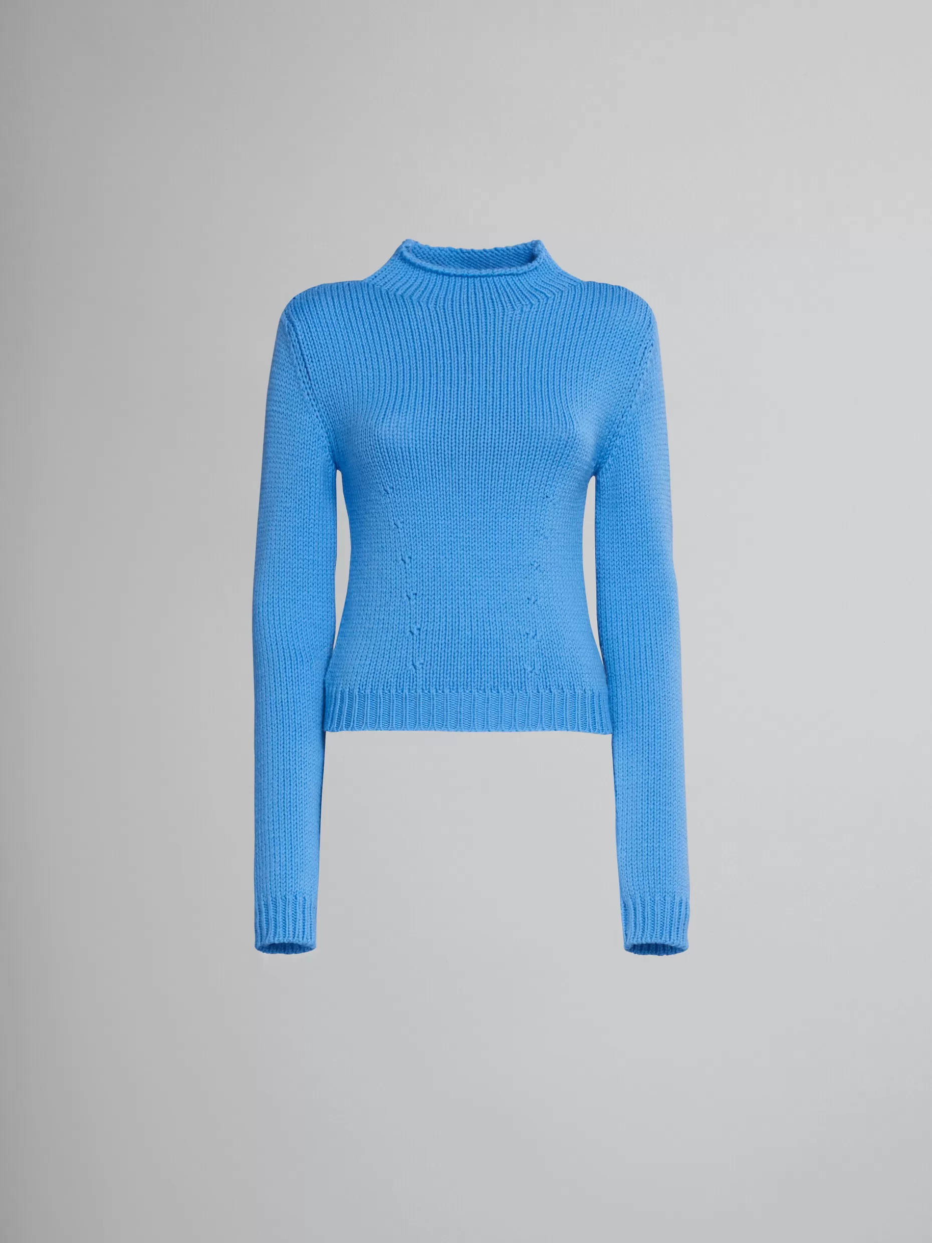 Women Marni Light Blue Wool Sweater With Logo