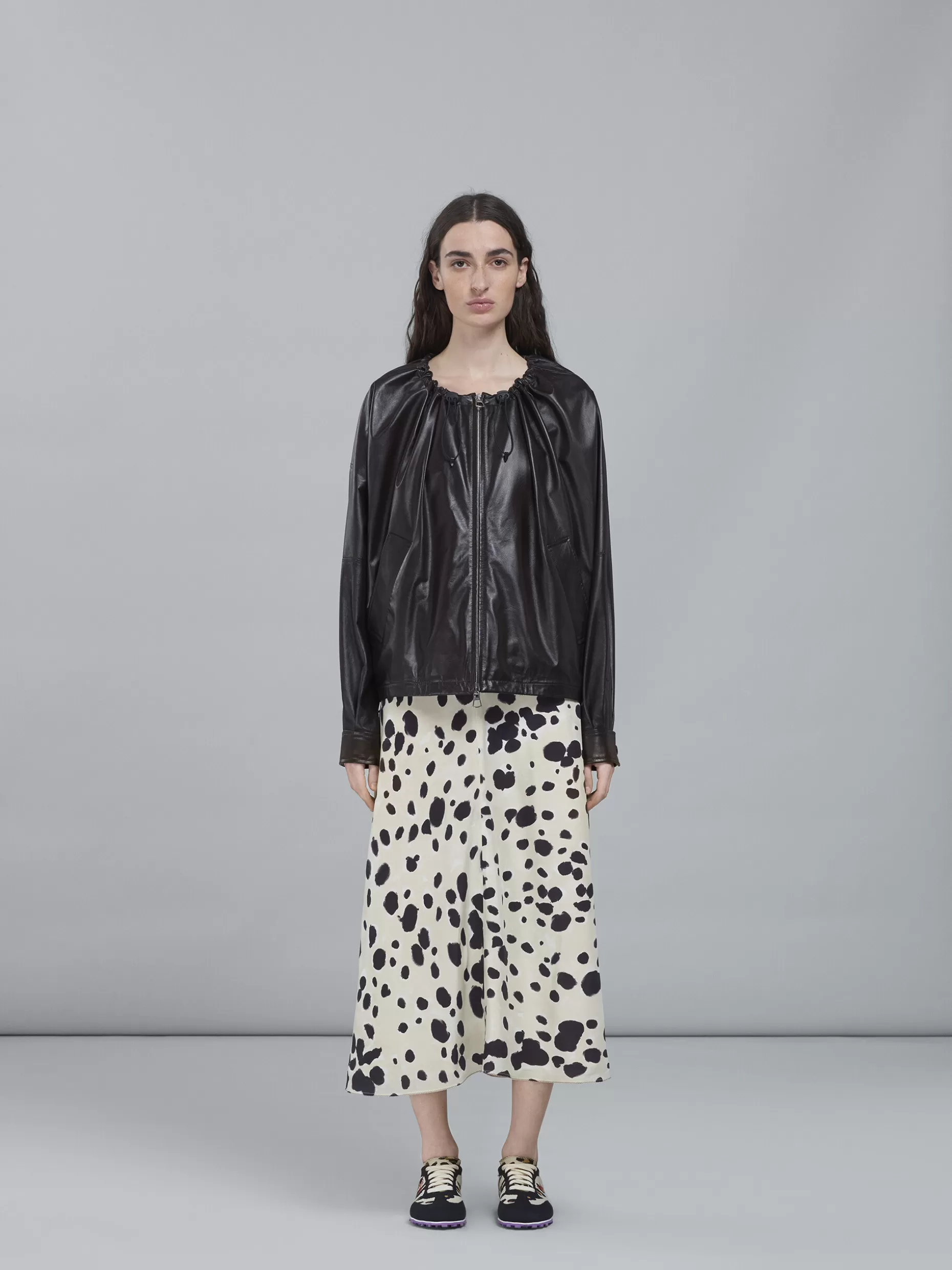 Women Marni Light Nappa Leather Cropped Jacket