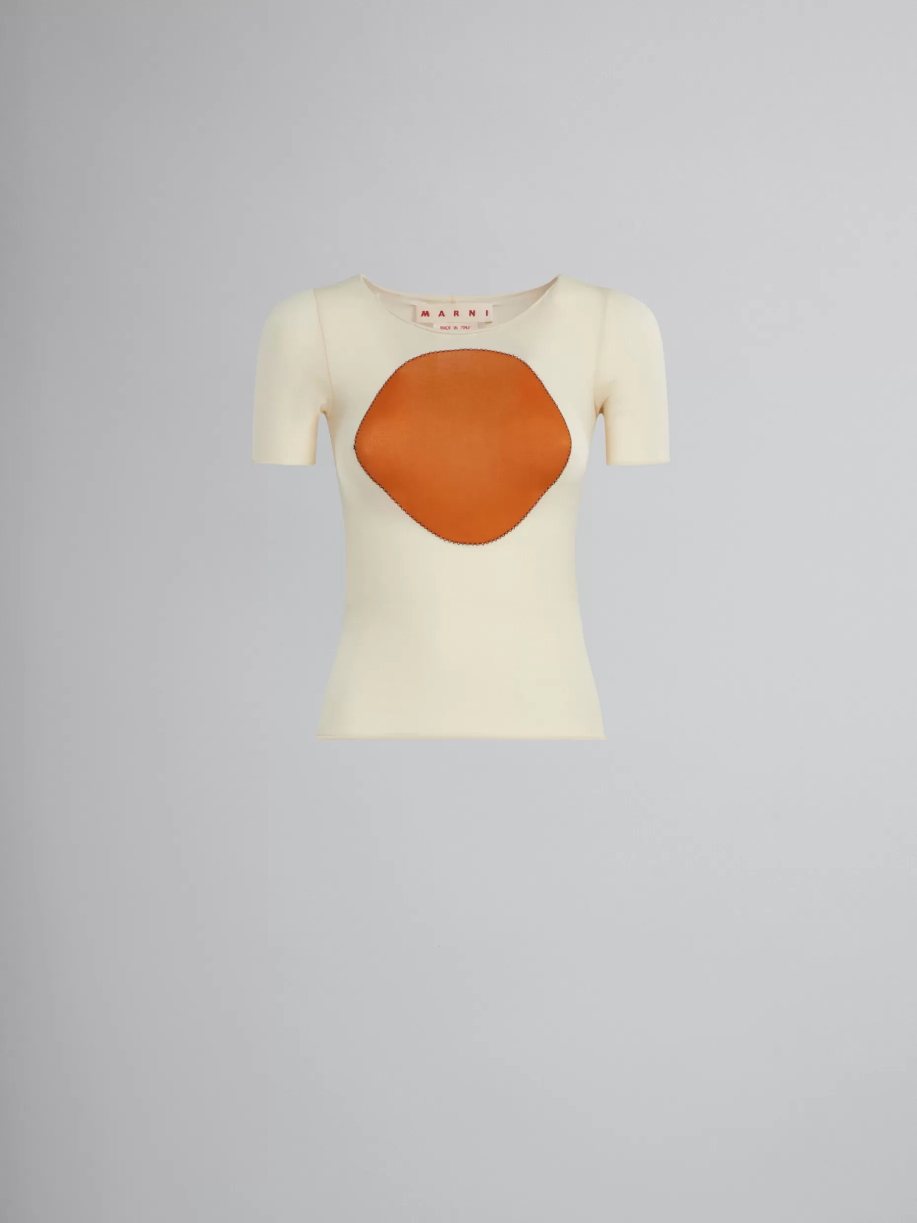 Women Marni Light Yellow Stretch Nylon T-Shirt With Inlay