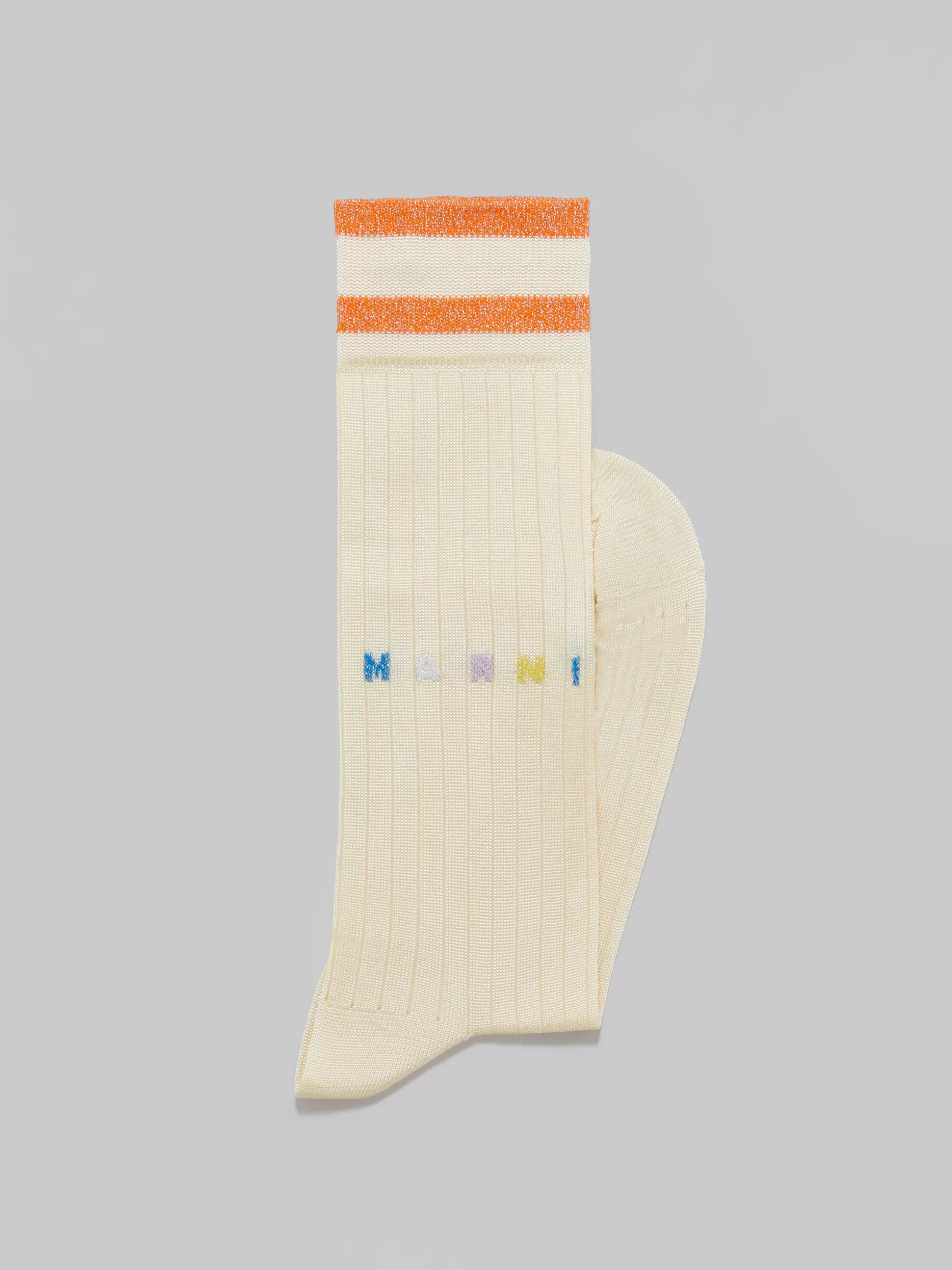 Women Marni Light Yellow Viscose Socks With Lurex Stripes